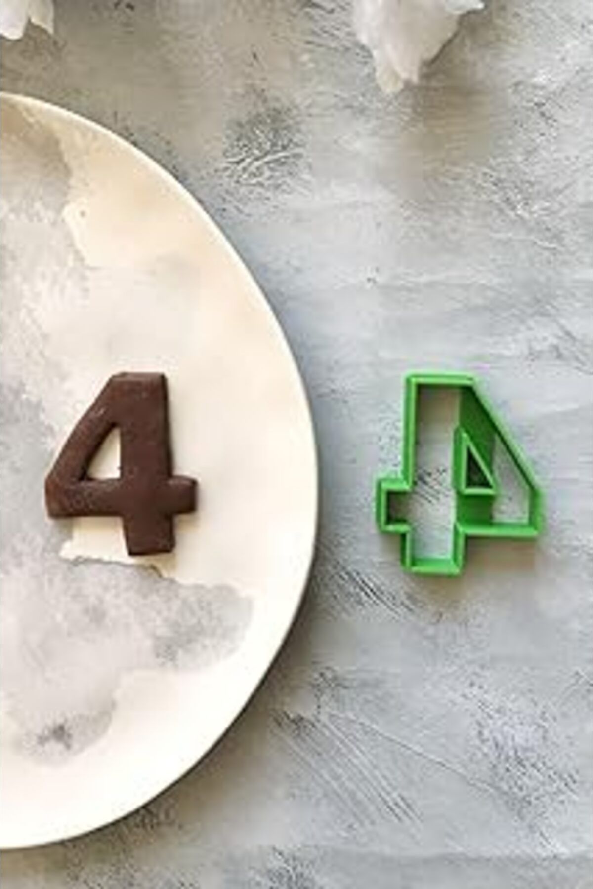Mu Art Ahşap Cestopieno Yeşil 4 Rakamı Hamur Şekillendirici/Kurabiye Kalıbı