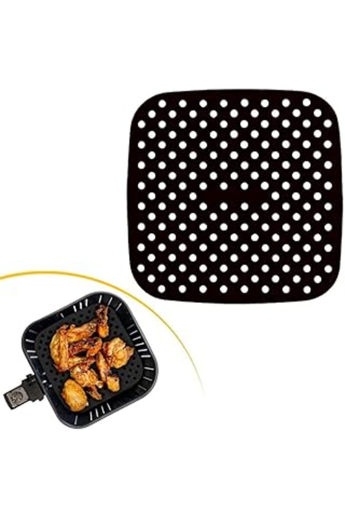 Mu Art Ahşap Buffer® Renkli Isıya Dayanıklı Yıkanılabilir Silikon Fırın Ve Airfryer Model Pişirme Matı 21,5 Cm (