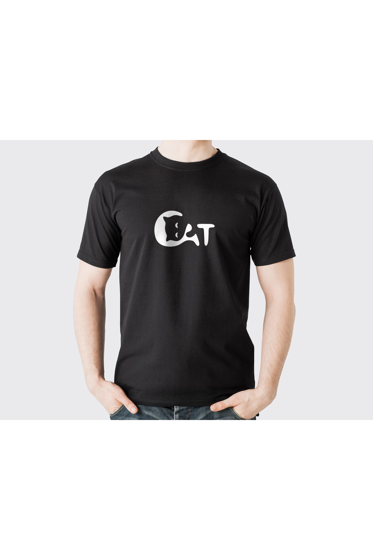 YEACHY Unisex Komik Kedi Baskılı T-Shirt