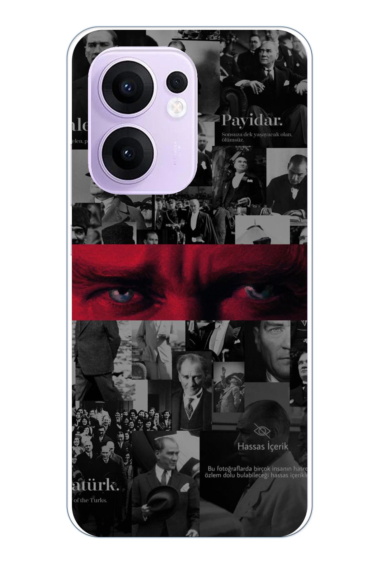 TechTree OPPO Reno 13F Uyumlu Atatürk Gözler Tasarım Şeffaf Silikon Kılıf