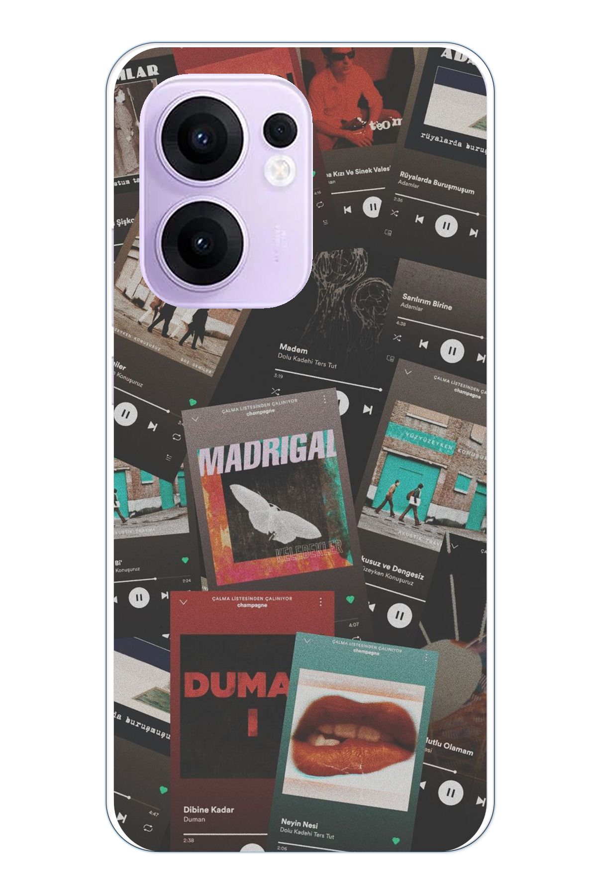 TechTree OPPO Reno 13F Uyumlu Türkçe Rock Müzikler Tasarımlı Şeffaf Silikon Kılıf