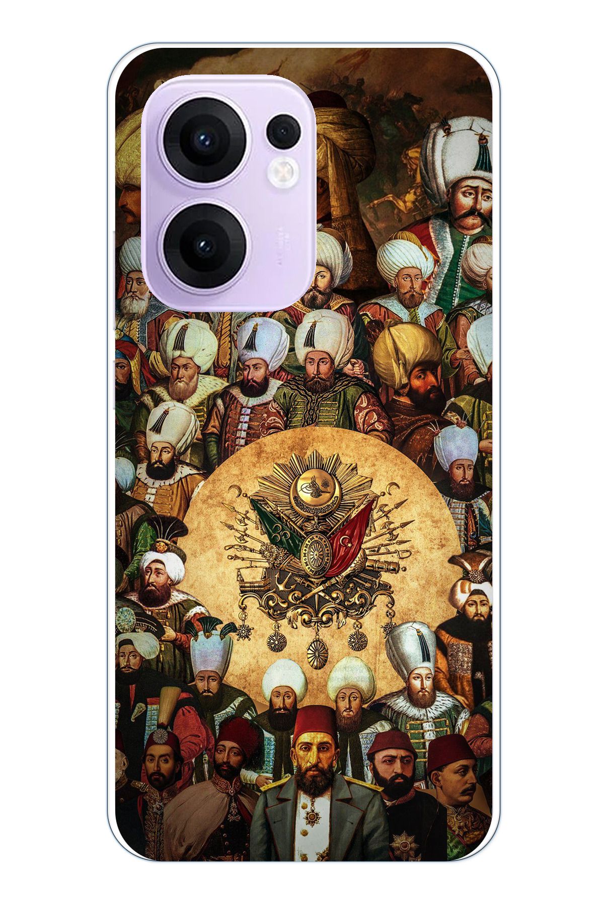 TechTree OPPO Reno 13F Uyumlu Osmanlı Padişahları Şeffaf Silikon Kılıf