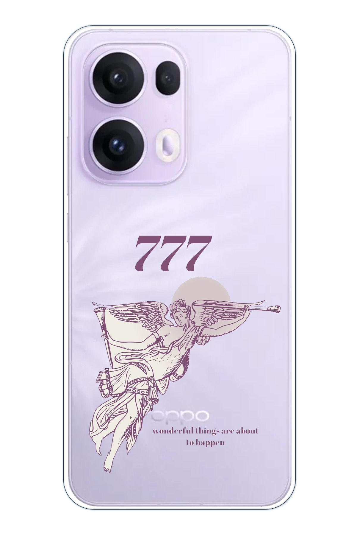 TechTree OPPO Reno 13 PRO Uyumlu 777 Melek Tasarımlı Şeffaf Silikon Kılıf