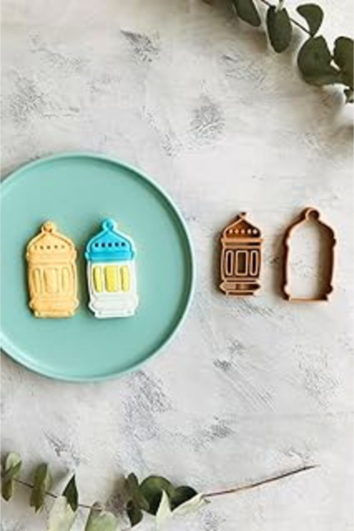 Mu Art Ahşap Cestopieno Kandil Fener Hamur Şekillendirici/Kurabiye Kalıbı / 4X7 Cm/Karışık Renk/Seramik/Polimer