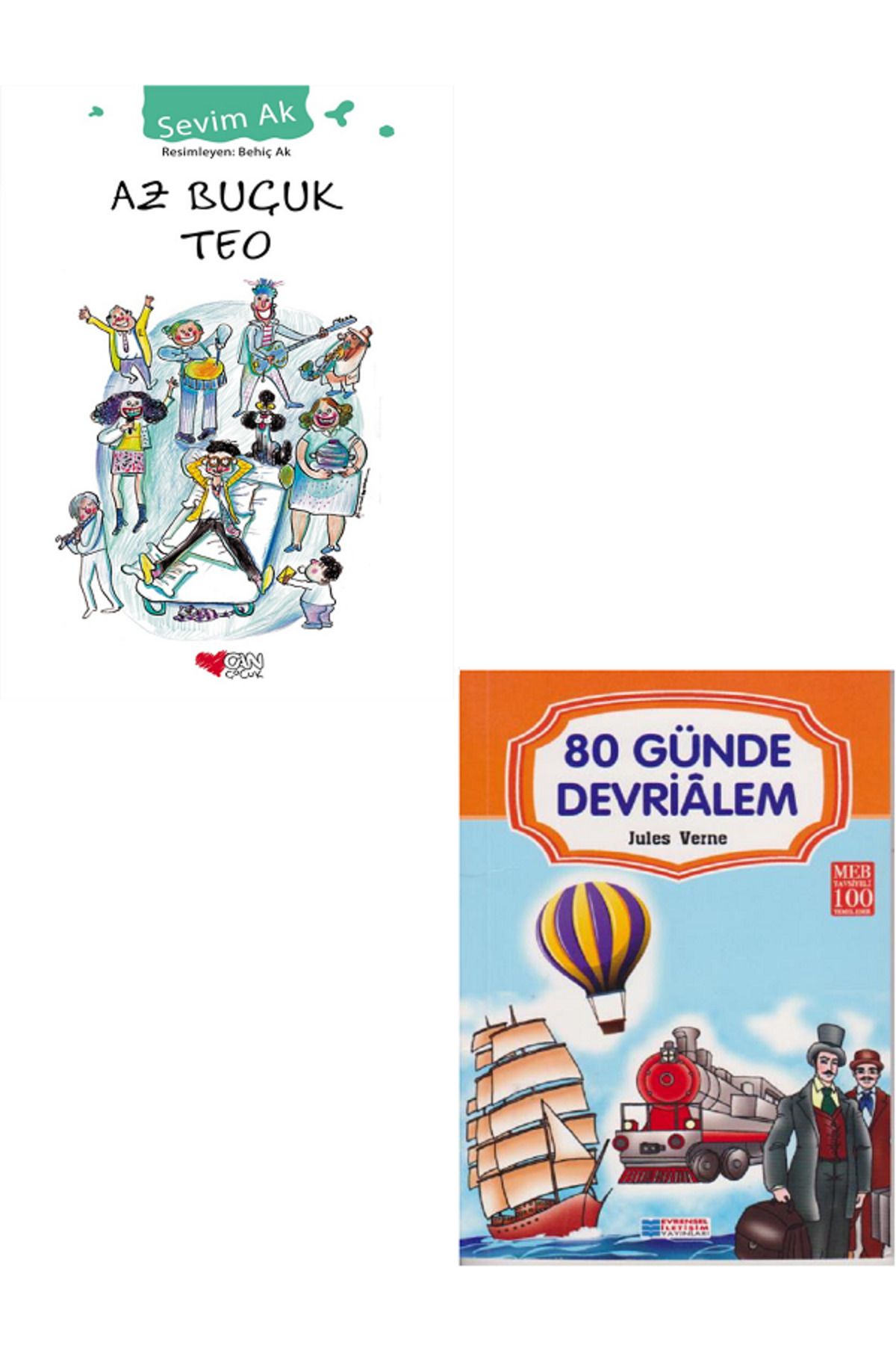 Evrensel İletişim Yayınları Az Buçuk Teo + 80 Günde Devrialem 100 Temel Eser / 2 KİTAP SET