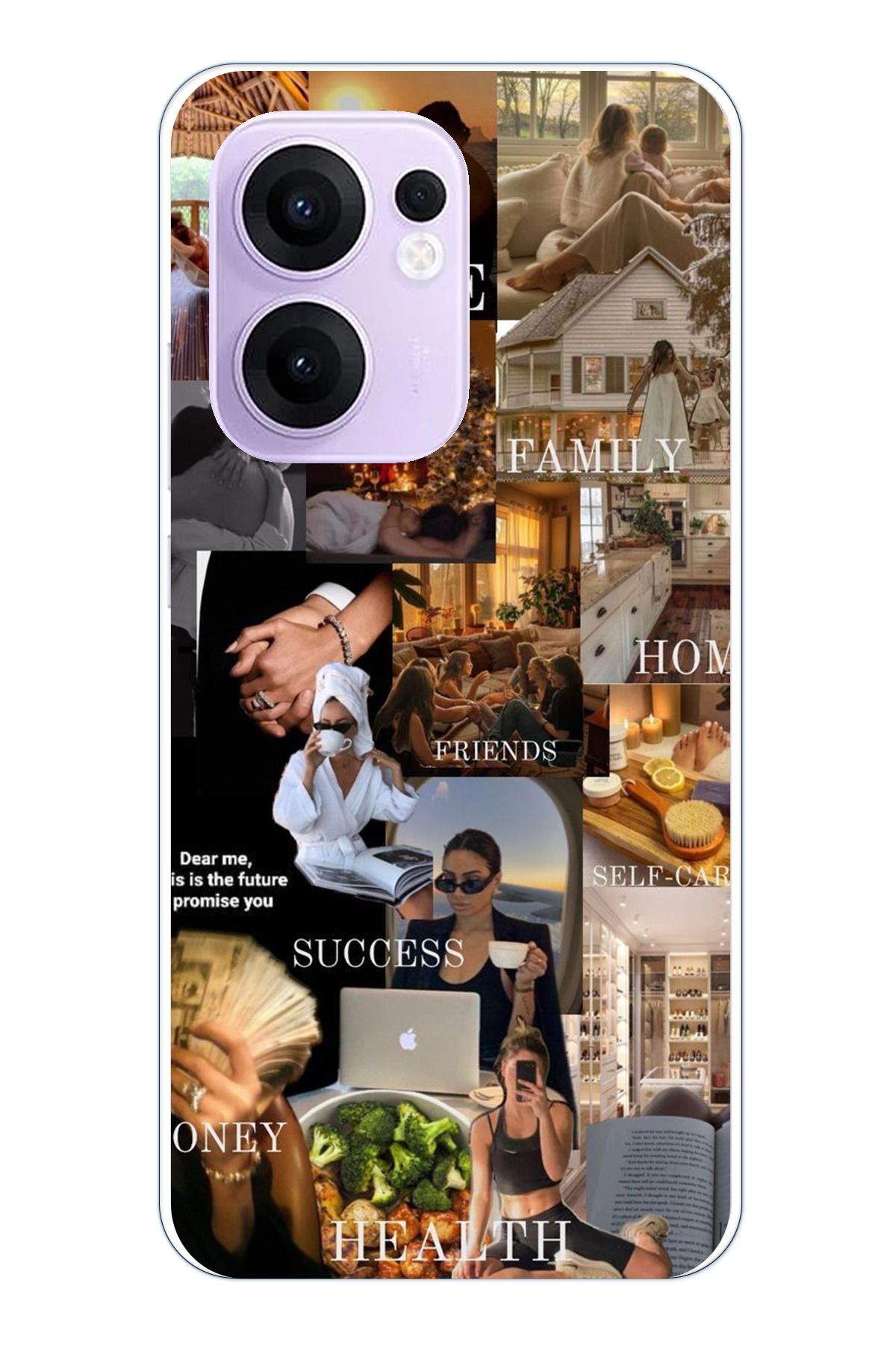 TechTree OPPO Reno 13F Uyumlu Hayal Panosu Vision Board Tasarımlı Şeffaf Silikon Kılıf