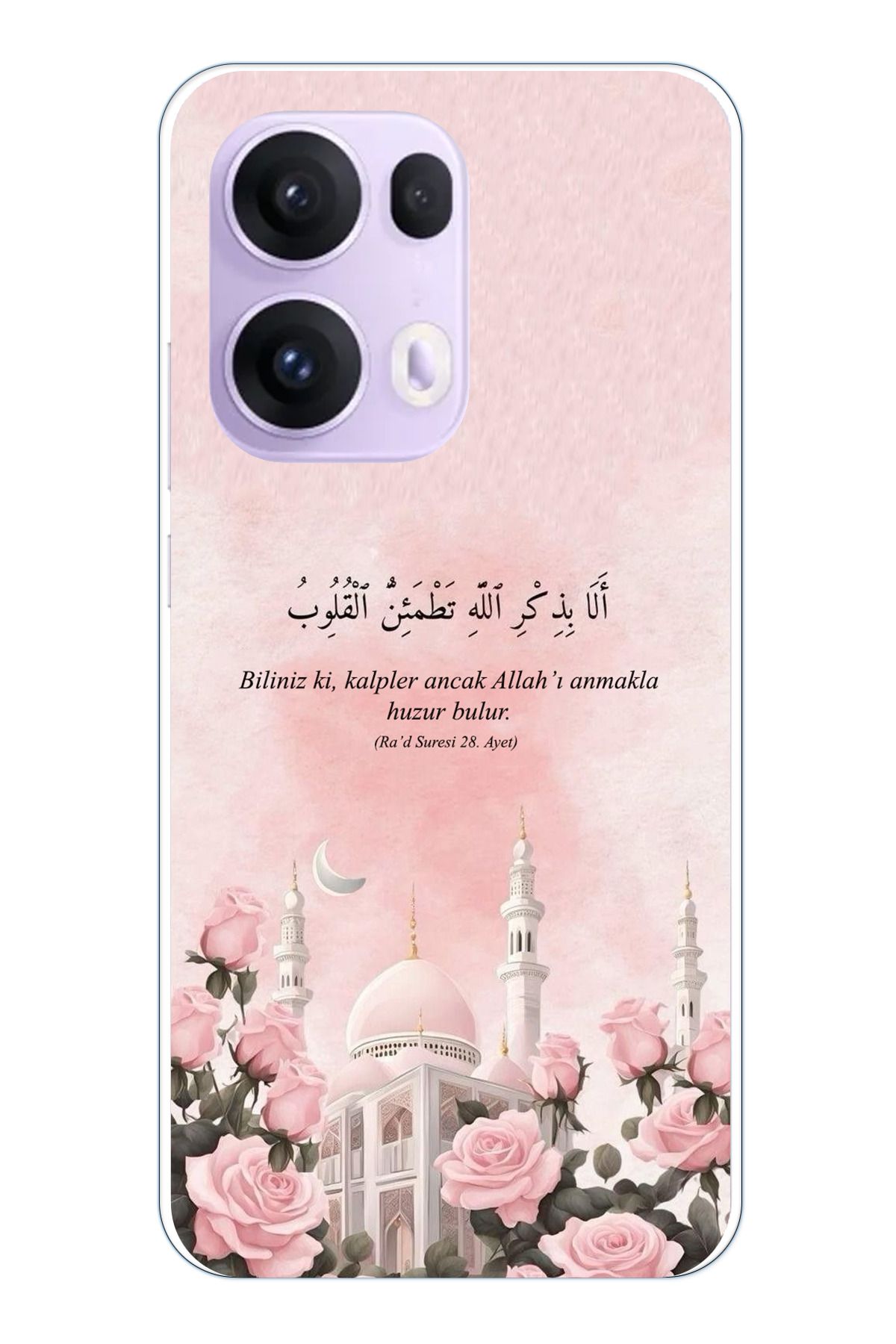 TechTree OPPO Reno 13 PRO Uyumlu Rad Suresi Cami ve Güller Şeffaf Silikon Kılıf