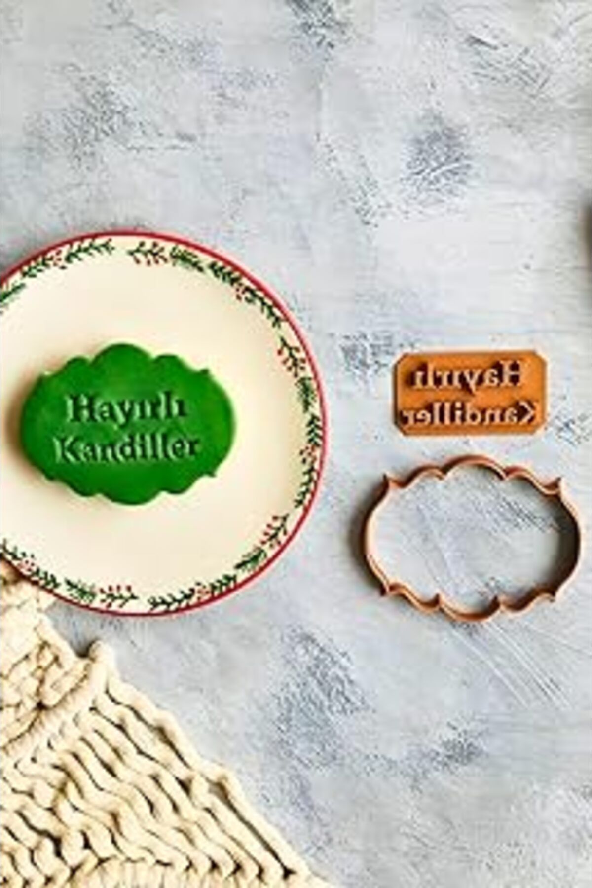 Mu Art Ahşap Cestopieno Hayırlı Kandiller Yazılı Hamur Şekillendirici/Kurabiye/Seramik/Polimer Kil/Oyun/Şeker Ha