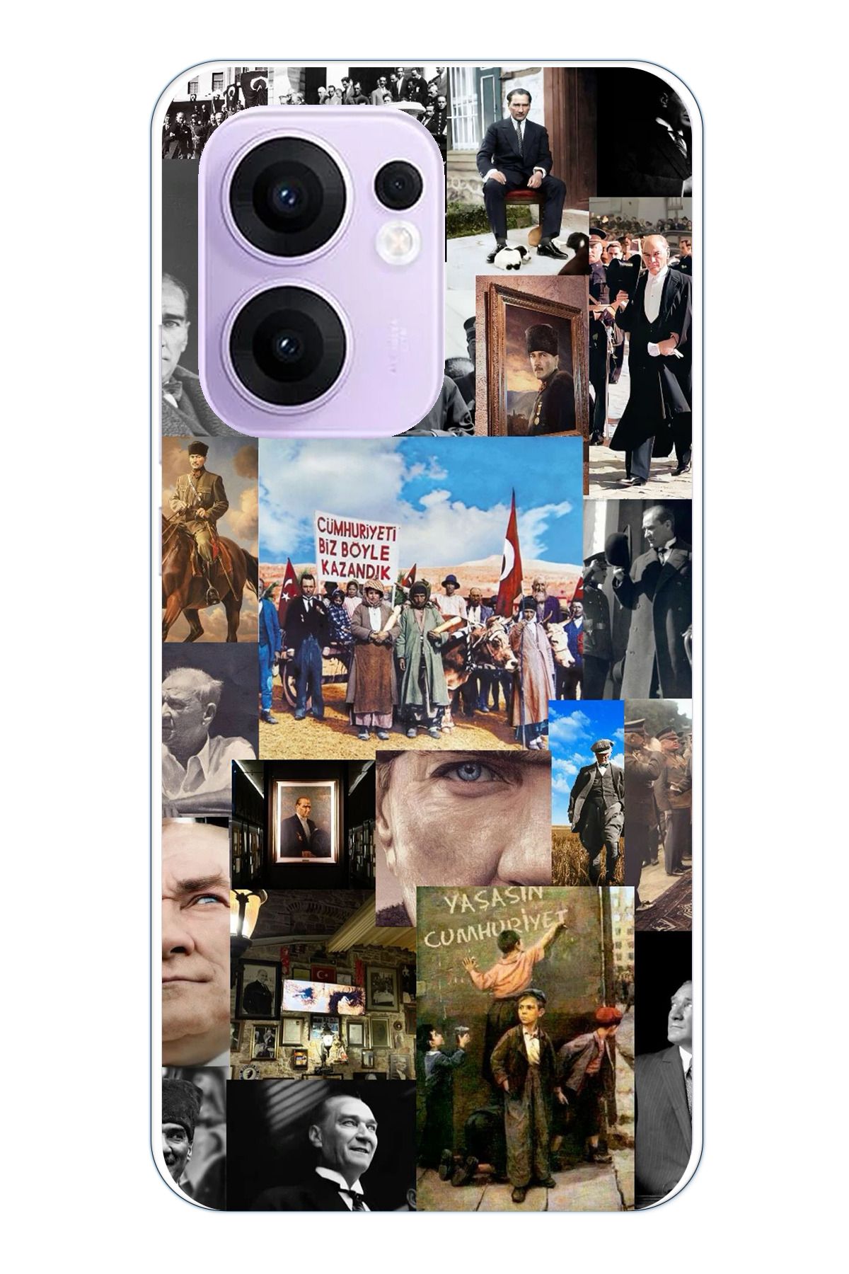 TechTree OPPO Reno 13F Uyumlu Atatürk Cumhuriyet Şeffaf Silikon Kılıf