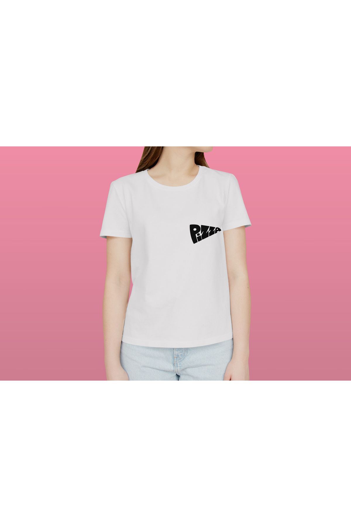 YEACHY Unisex Pizza Baskılı T-Shirt