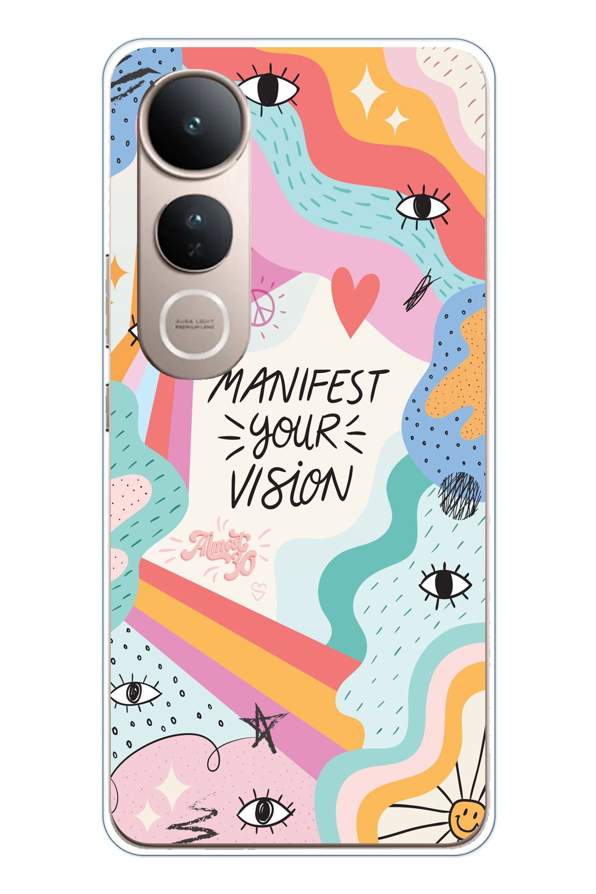 TechTree Vivo V50 Lite Uyumlu Manifest your vision Vizyon Tasarımlı Şeffaf Silikon Kılıf
