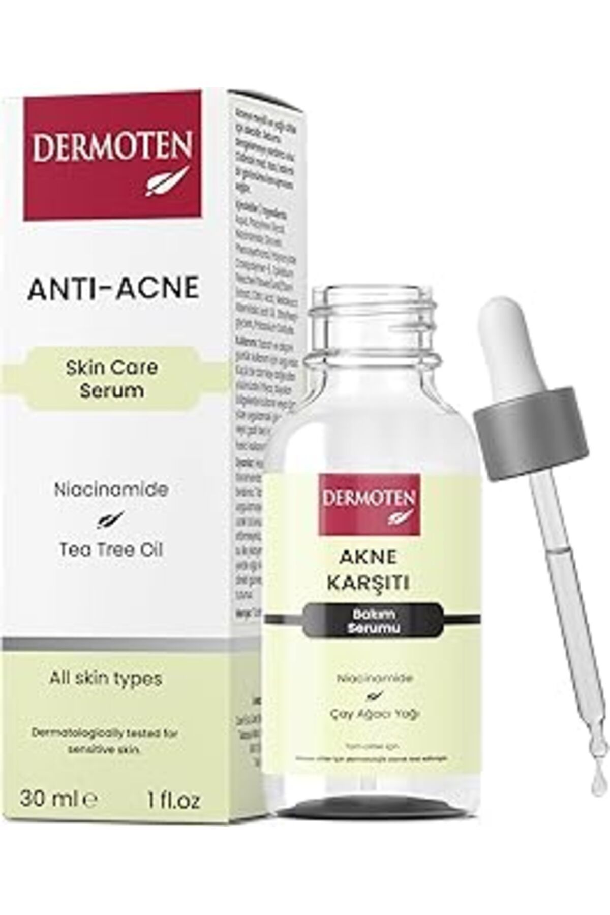 ASİTAN Dermoten Akne Karşıtı, Niacinamide Ve Çay Ağacı Yağlı Cilt Bakım Serumu 30 ml