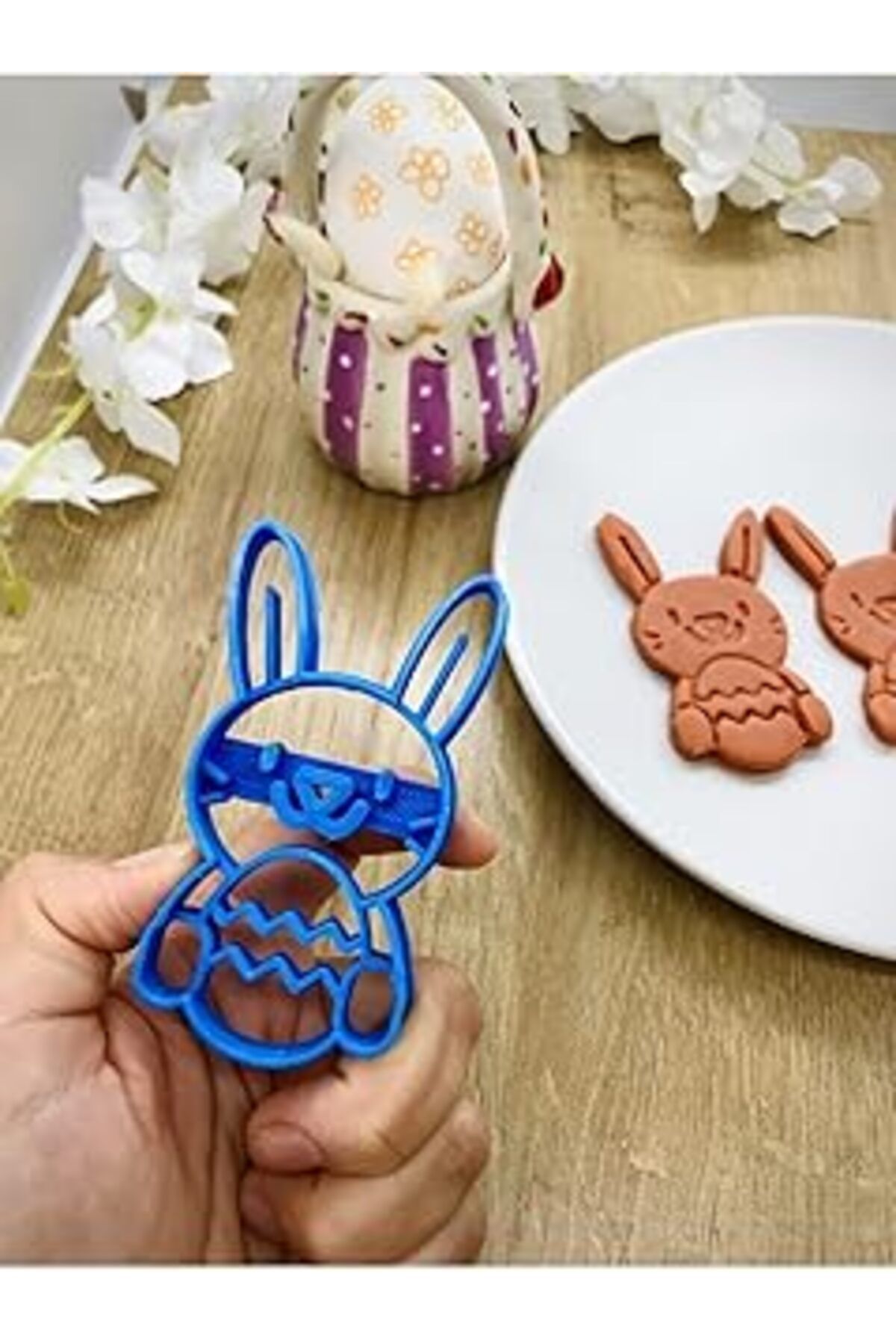 Mu Art Ahşap Cestopieno Mavi Paskalya Tavşanı