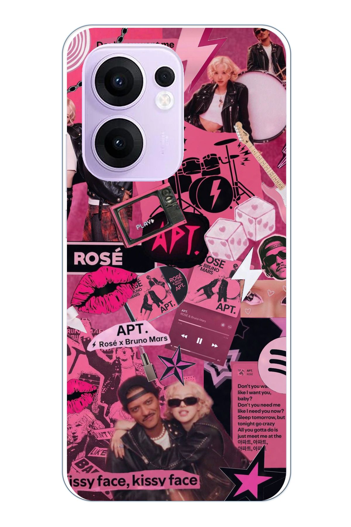 TechTree OPPO Reno 13F Uyumlu Blackpink Kolaj Şeffaf Silikon Kılıf