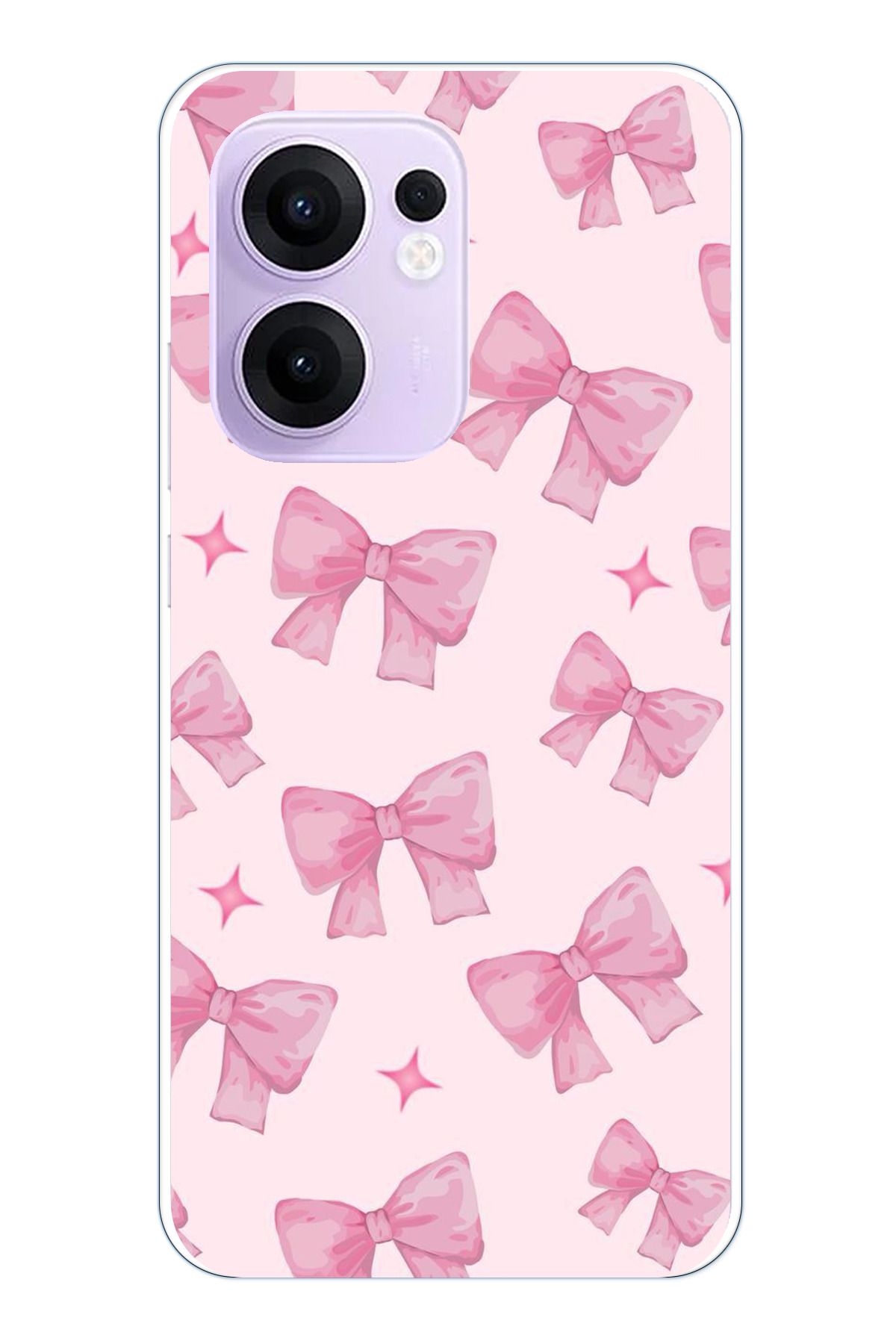 TechTree OPPO Reno 13F Uyumlu Pembe Fiyonklar Şeffaf Silikon Kılıf