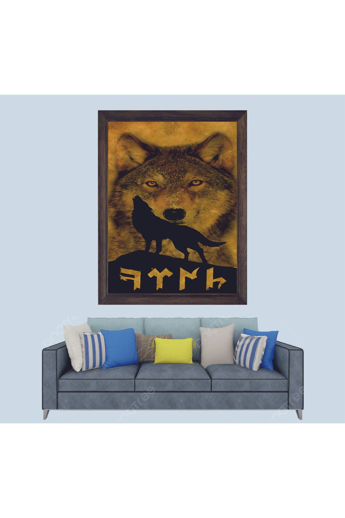 Lioncraft Türkçü Bozkurt Çerçeveli Duvar Tablosu 30x45 cm