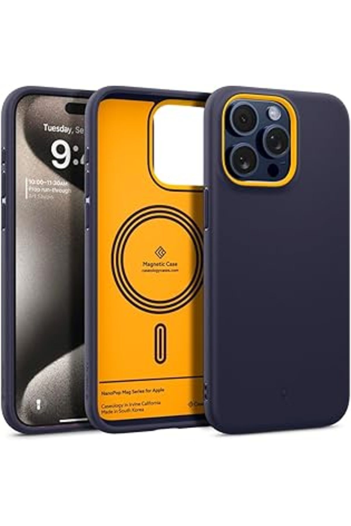 Mu Art Ahşap Caseology Iphone 15 Pro Max Kılıf Nano Pop Magsafe Özellikli Blueberry Navy - Acs06617