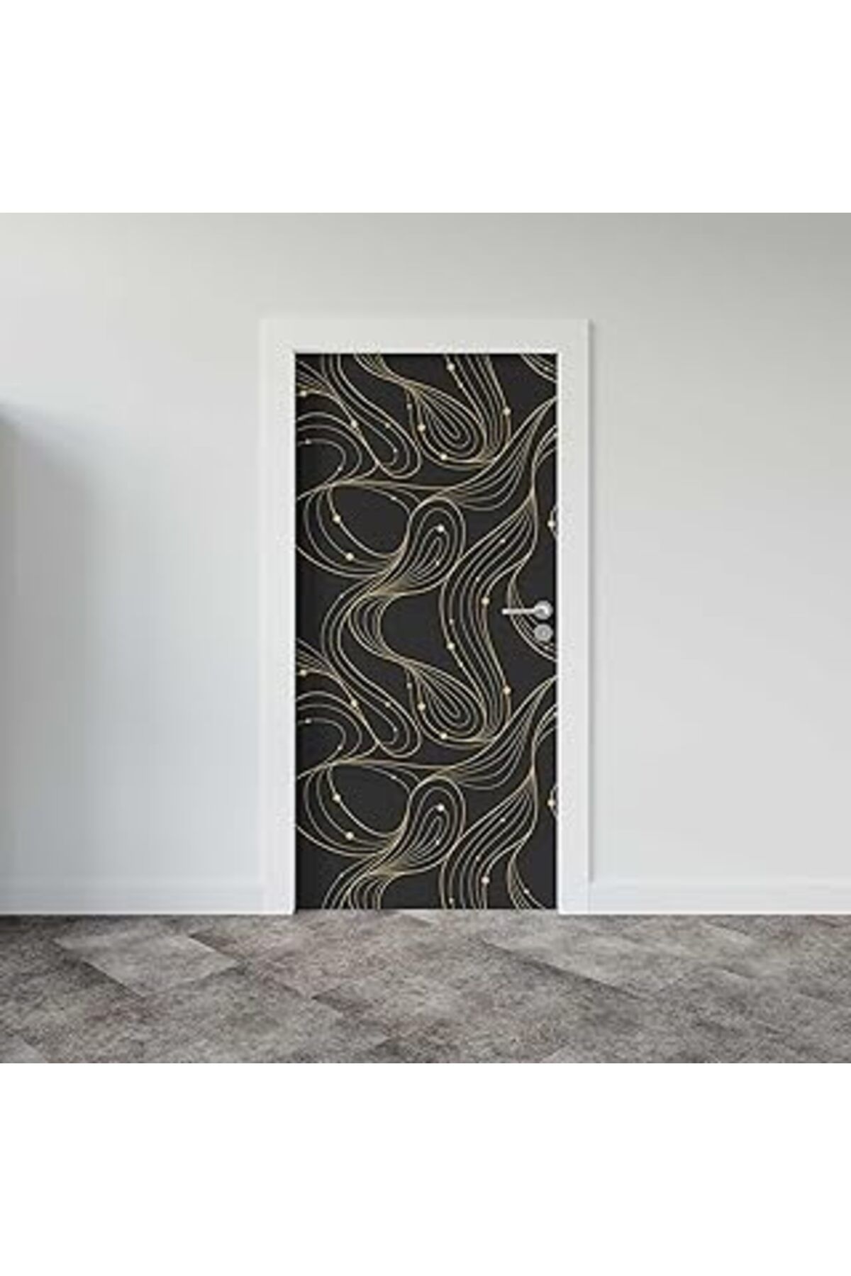 Mu Art Ahşap Kapı Giydirme Kapı Sticker Folyosu Siyah Çizgiler