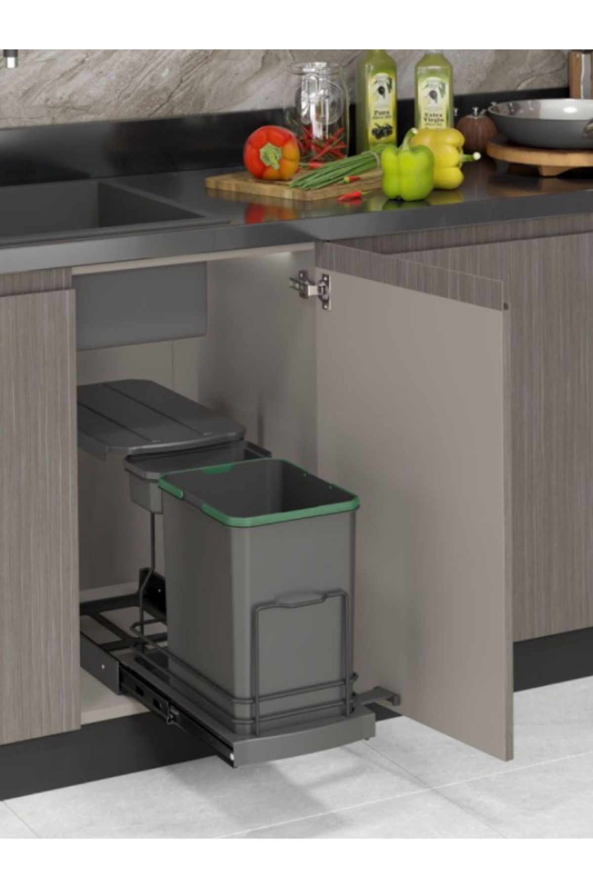 STARAX S-2391-a Teleskopik Raylı Plastik Gövde Çöp Kovası 16 1 Lt.