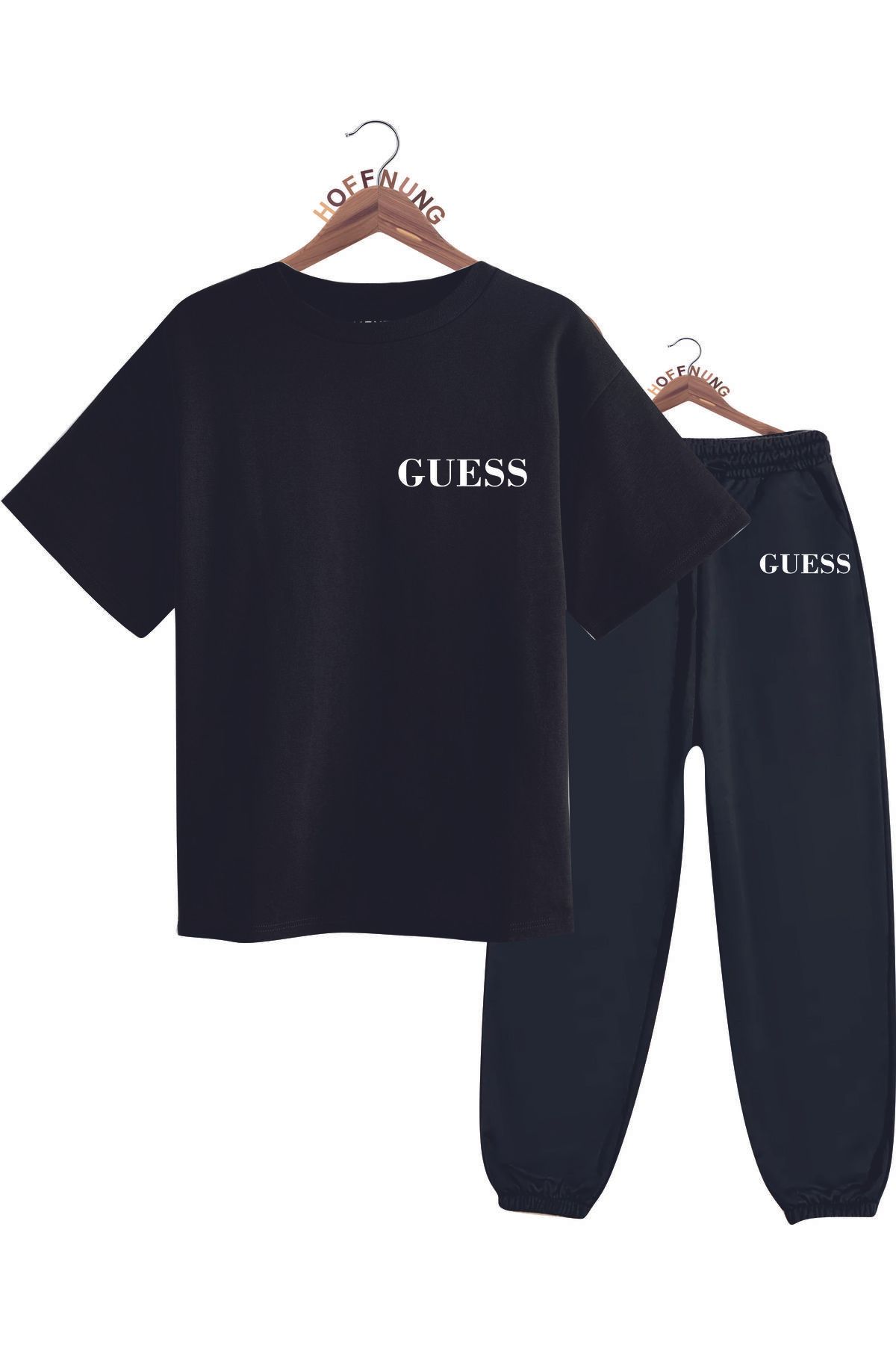 HOFFNUNG Unisex Erkek/Kadın Bisiklet Yaka baskılı Alt Üst eşofman Takım