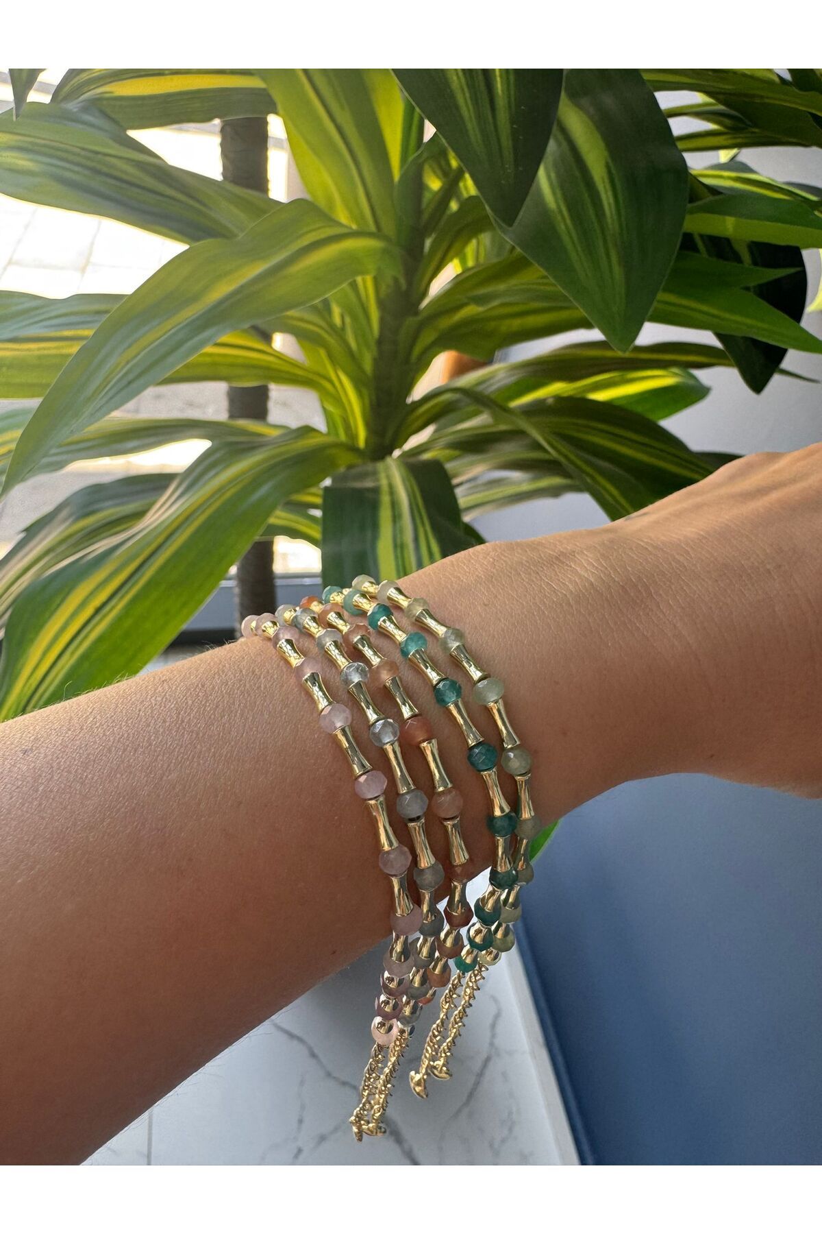 MODA Koyu Mavi Boncuklu 14k Çelik Halhal 27 cm