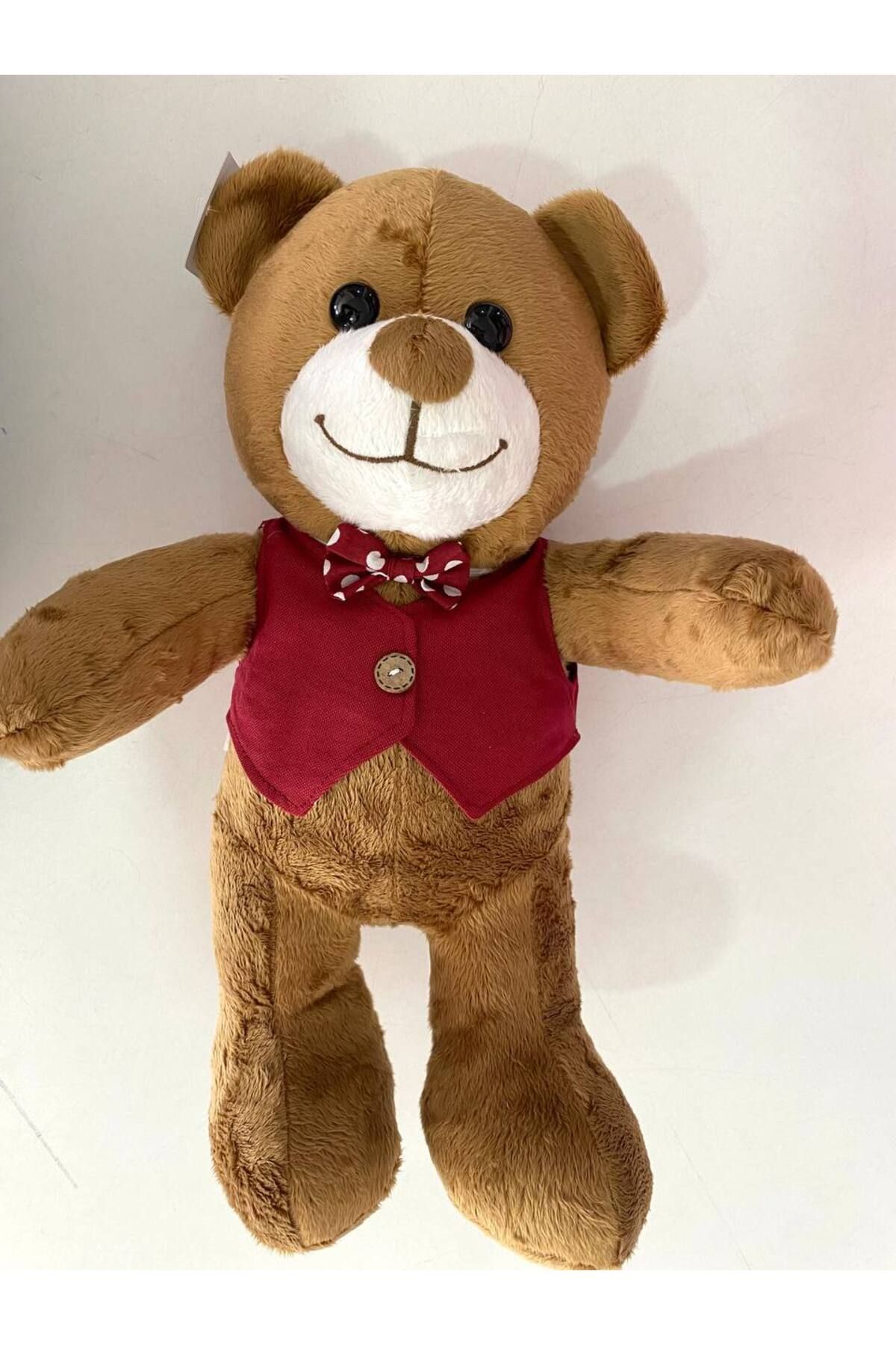 ayıcık 42 cm Papyonlu Kahverengi Peluş Ayıcık – Şık Kıyafetli, Yumuşacık, Hediye İçin İdeal