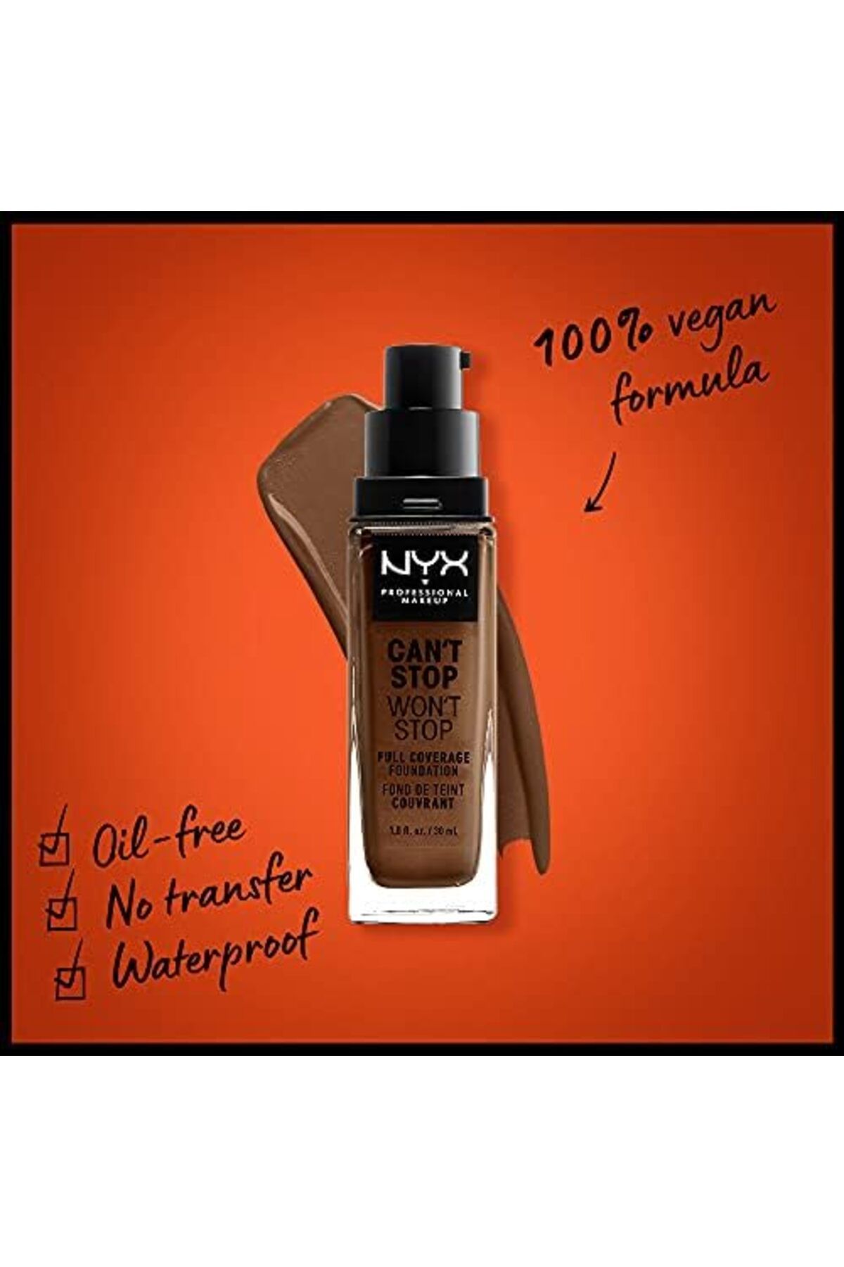NYX Professional Makeup-Can't Stop Won't Full Coverage Foundation - Cocoa 21 2