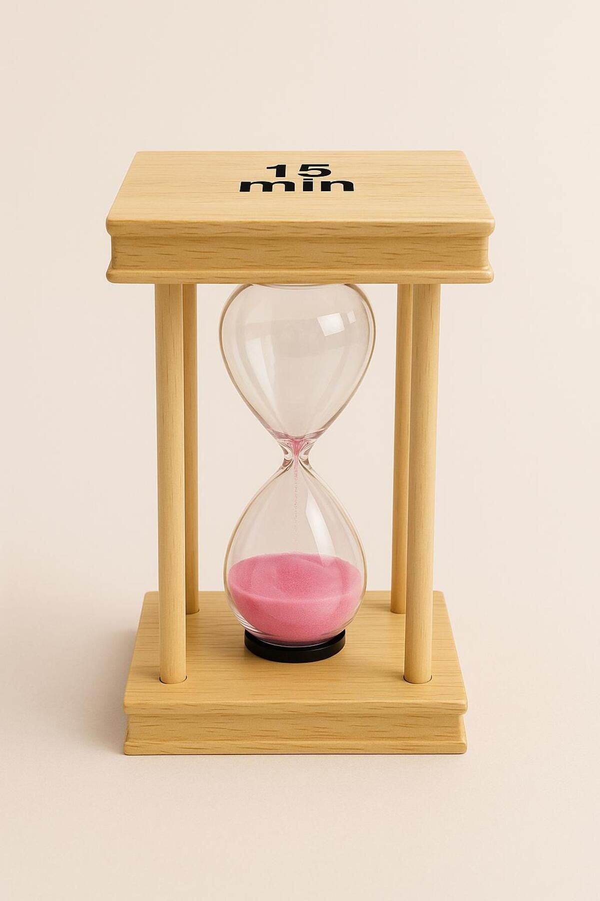 MRShopping MR Dekoratif Ahşap 15 Dakikalık Kum Saati – Pembe / Yeşil / Mor Renk Seçenekli 18 cm x 10 cm