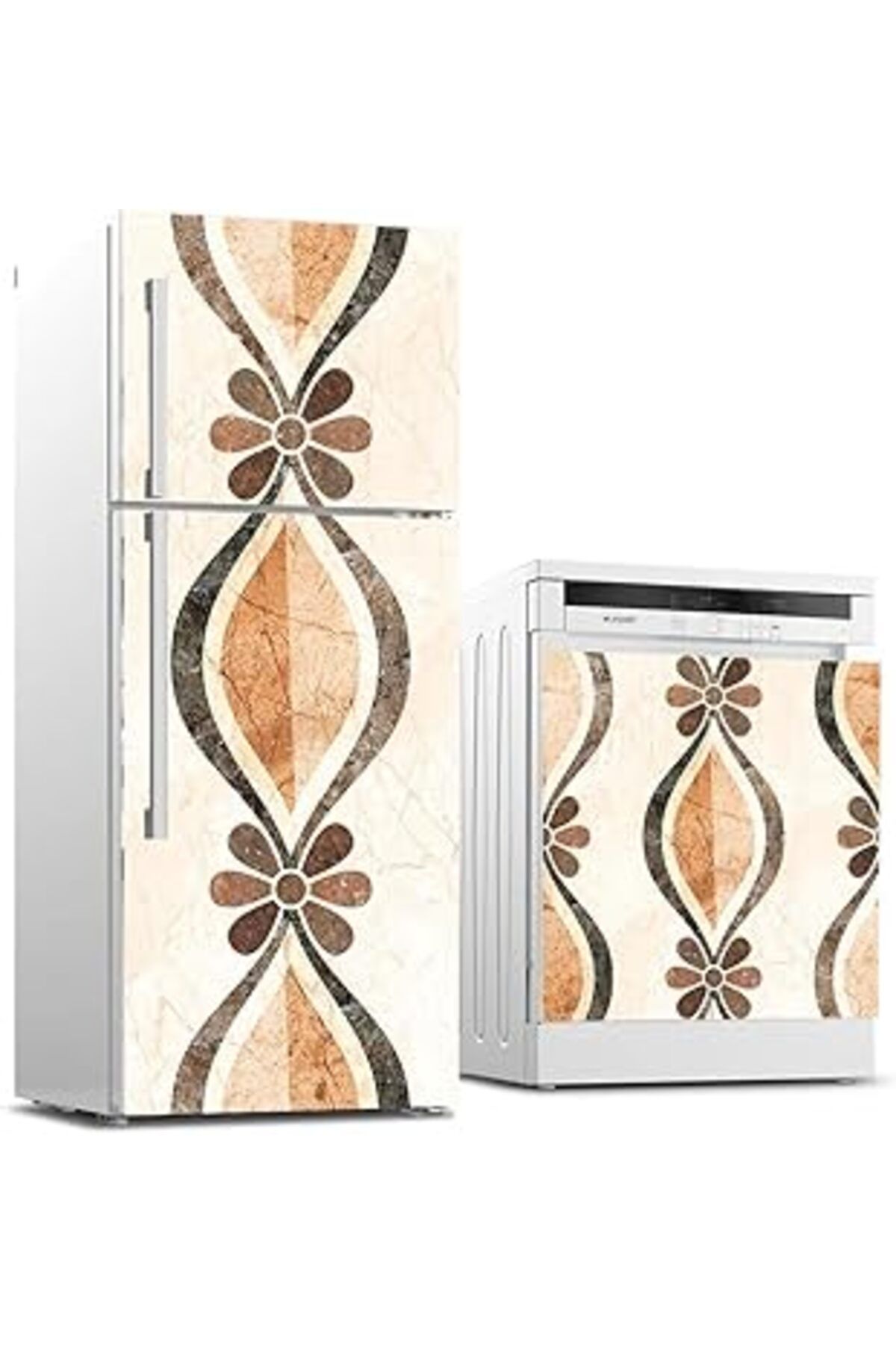 Mu Art Ahşap Buzdolabı Ve Bulaşık Makinası Beyaz Eşya Sticker Kaplama Rustik Desen