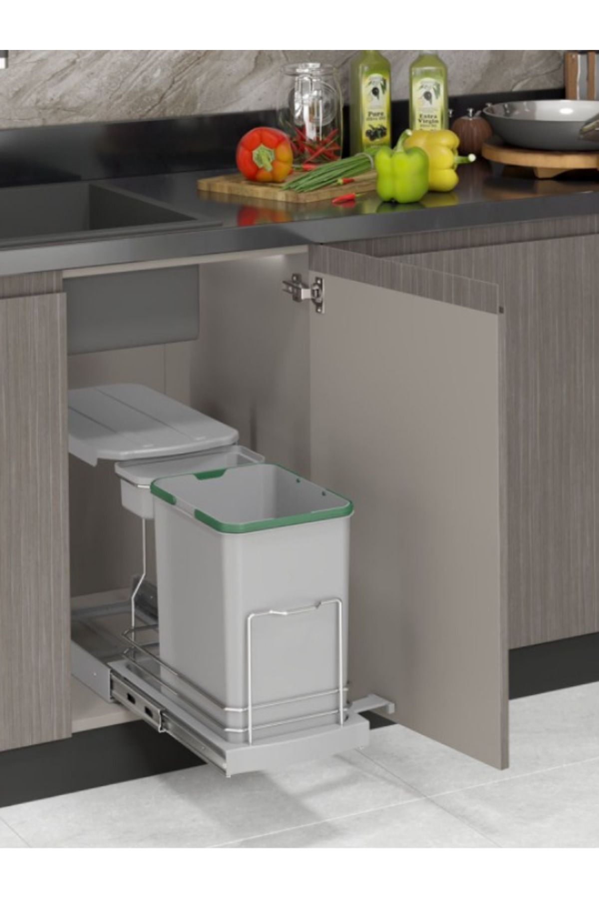 STARAX S-2391-g Teleskopik Raylı Plastik Gövde Çöp Kovası 16 1 Lt.