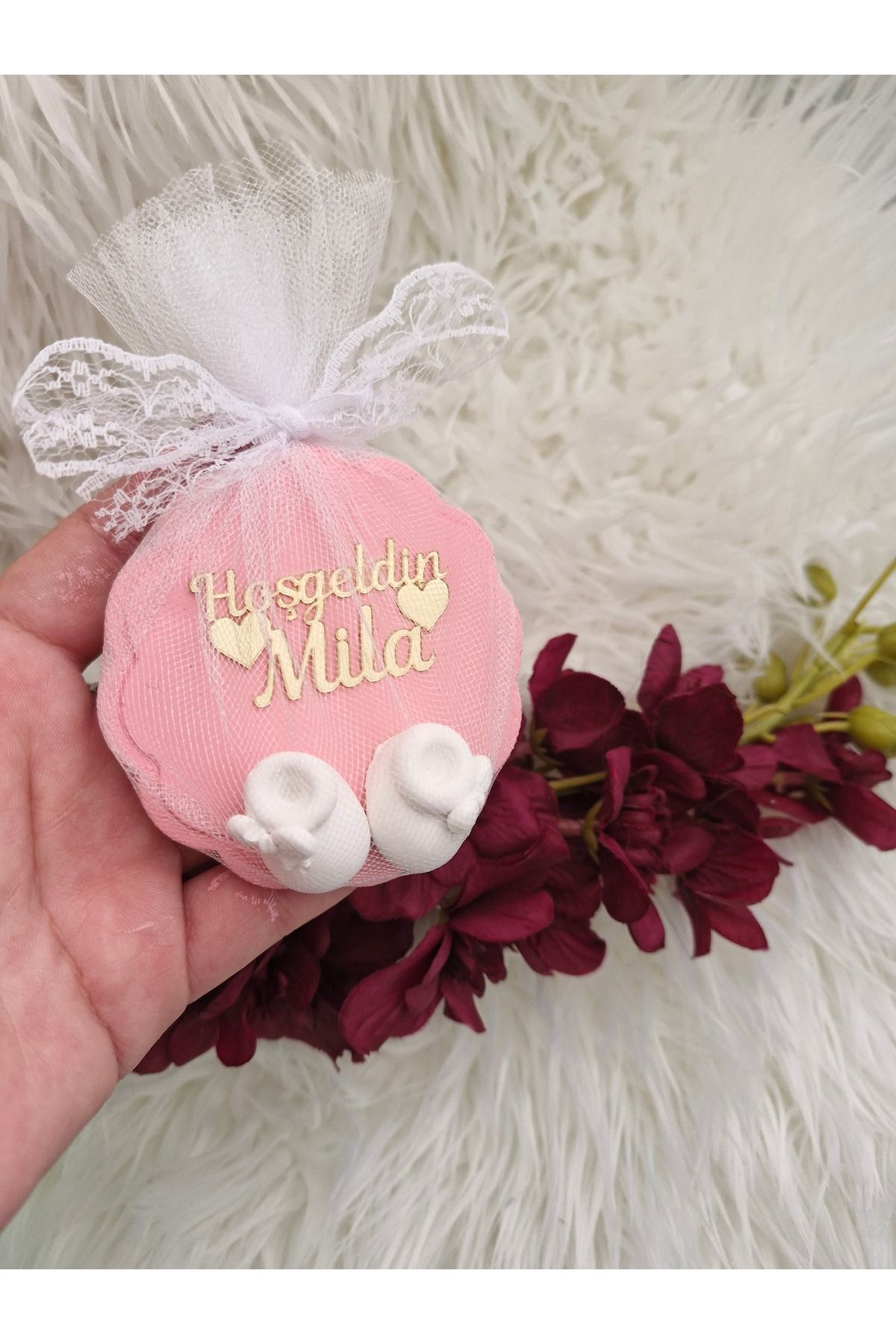 Kokulutaş Zeyno Hoşgeldin bebek magneti patik pembe