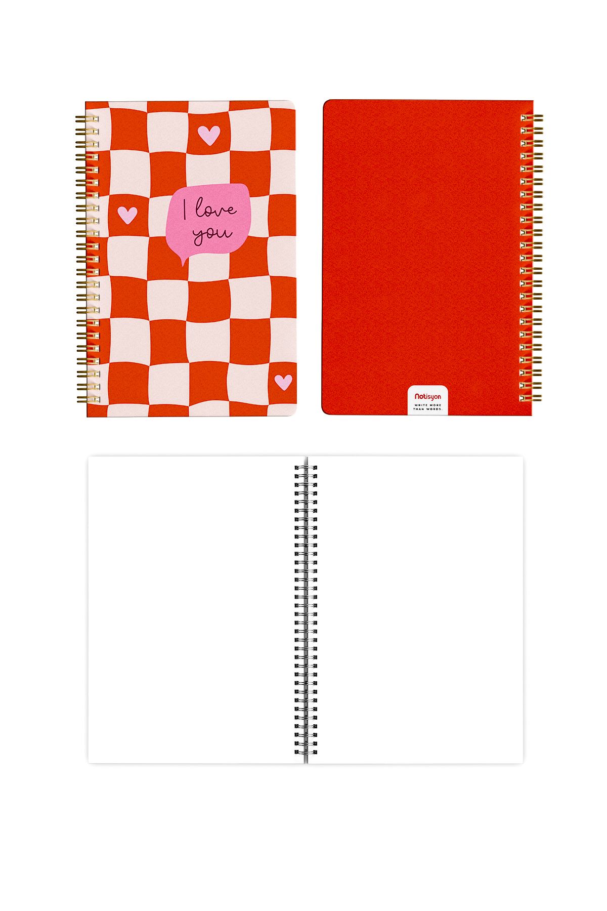 Notisyon-A5 Spiral Notepad Set of 2 – Lined & Unlined, 148 Pages, Cherry Pattern, School Notebook 3