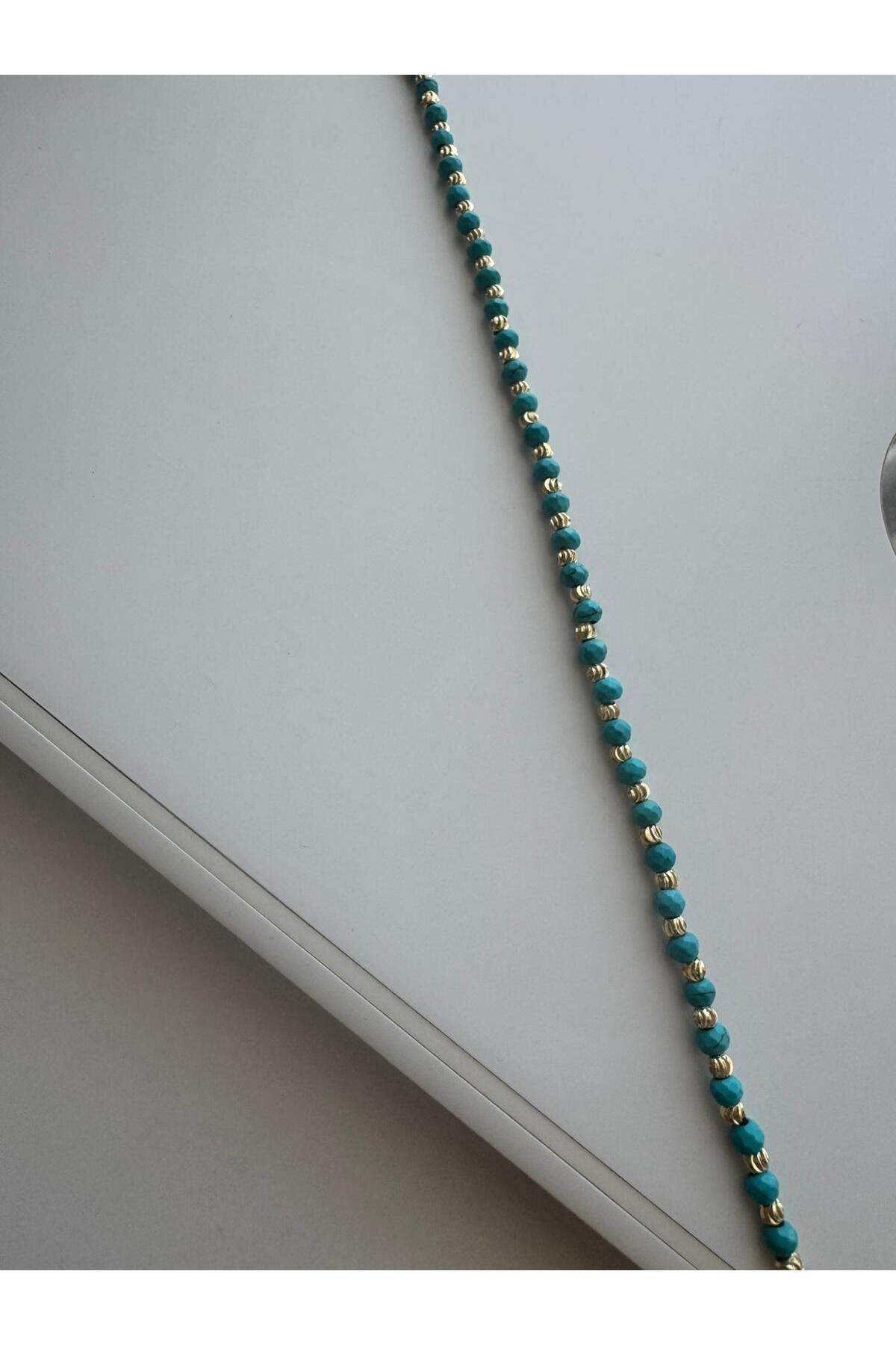 MODA Mavi Boncuklu 14k Çelik Halhal 27 cm