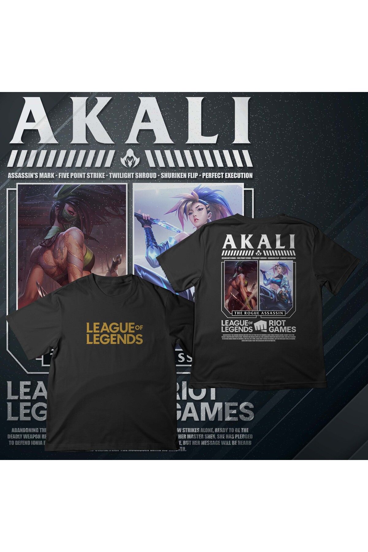 EZ Design League of Legends - AKALI - Baskılı Oversize T-shirt