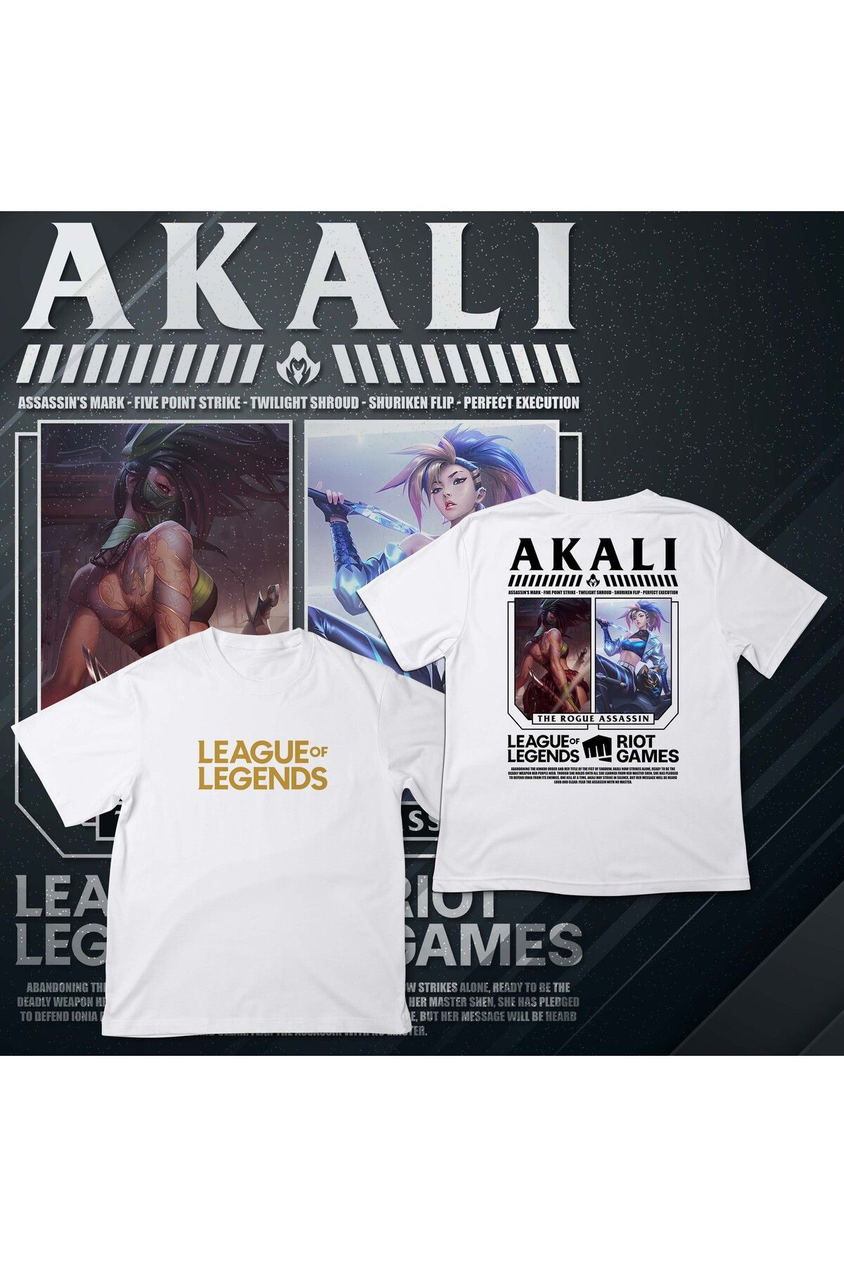 EZ Design League of Legends - AKALI - Baskılı Oversize T-shirt