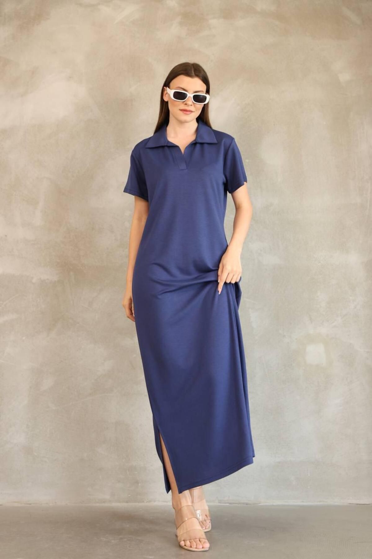 QBZ POLO YAKA UZUN MODAL ELBİSE