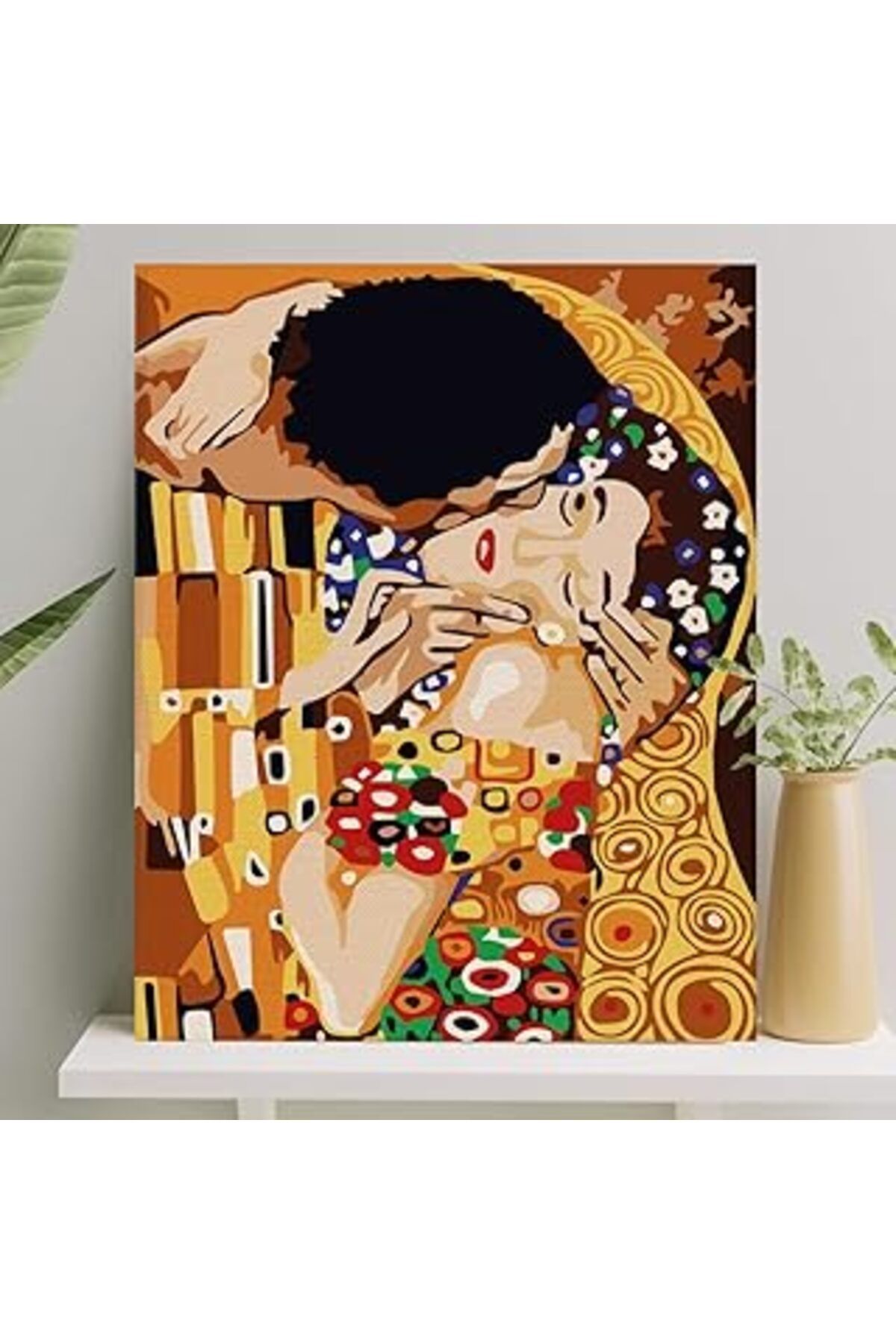 Qedii Sayılarla Boyama Tuval Seti Fırça Boya Dahil (Çıtalı) 40X50 Cm - Kiss