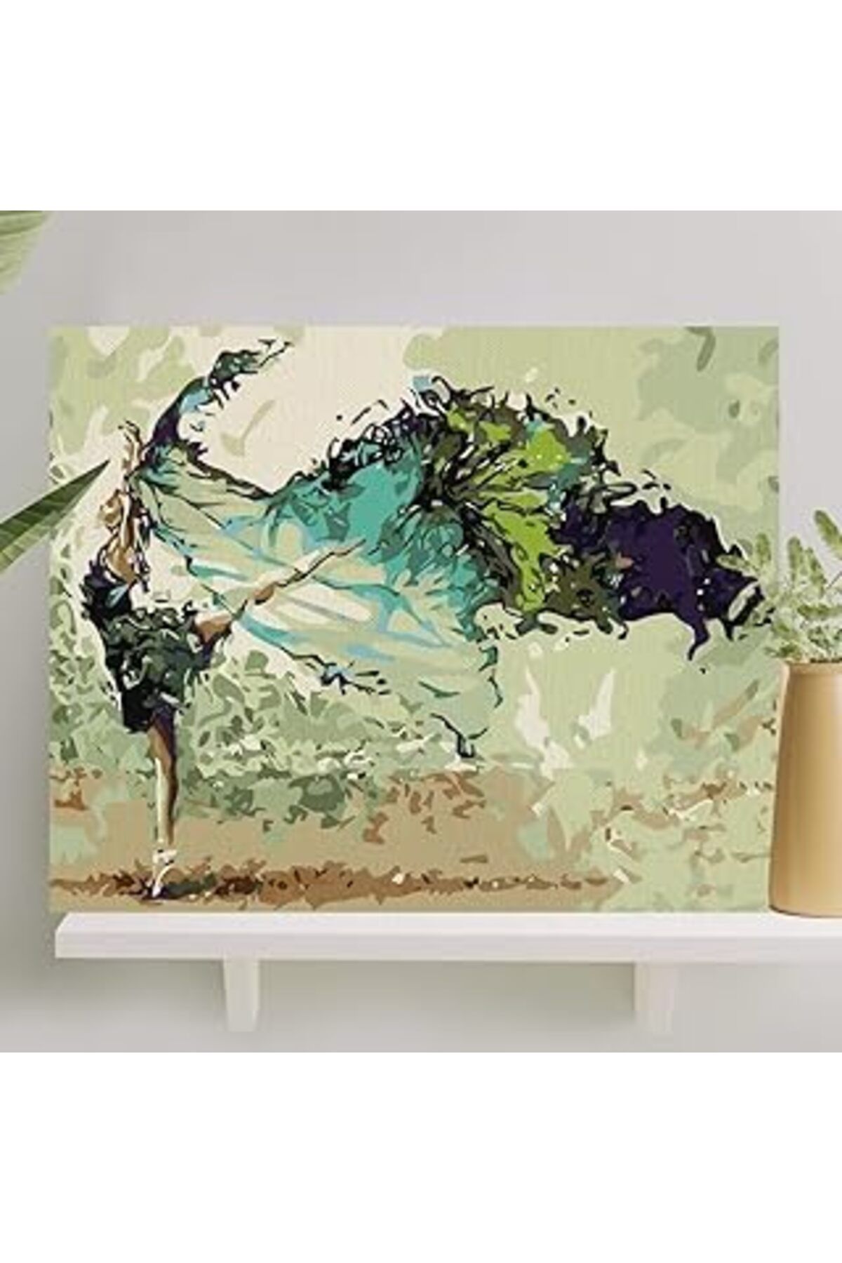Qedii Palmiye Hobi Sanat Sayılarla Boyama Tuval Seti Fırça Boya Dahil (Çıtalı) 40X50 Cm - Balerin