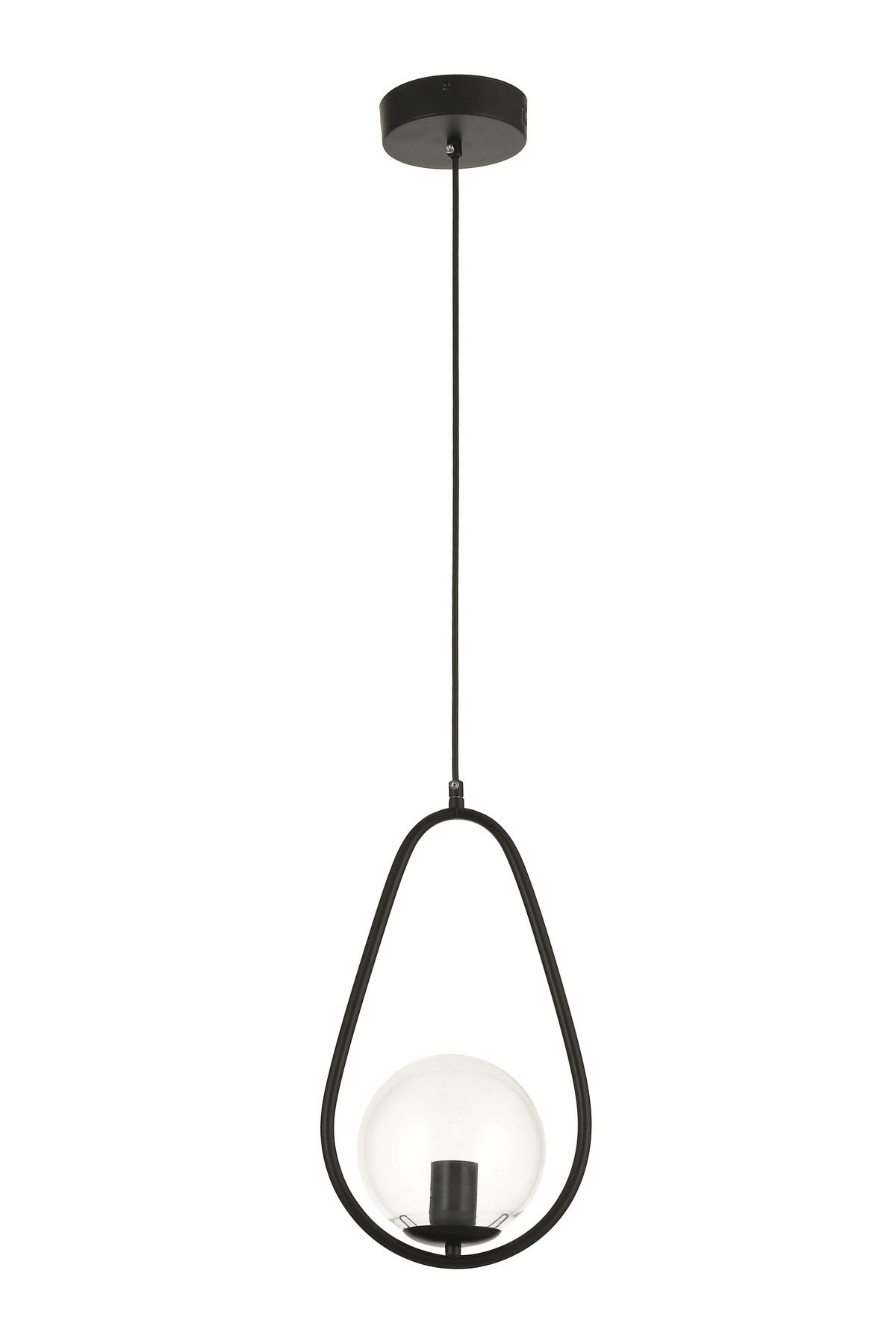 Avizemoda Serra Oval Şeffaf Camlı Salon Oturma Odası Modern Sarkıt Avize - Siyah