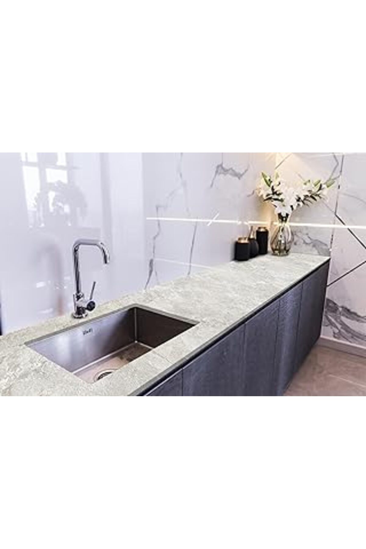 Mu Art Ahşap Stickerart Tezgah Üstü Fayans Kaplama Folyosu Mutfak Tezgahı Kaplama Granite Marble 70 Cm X 2 Metre