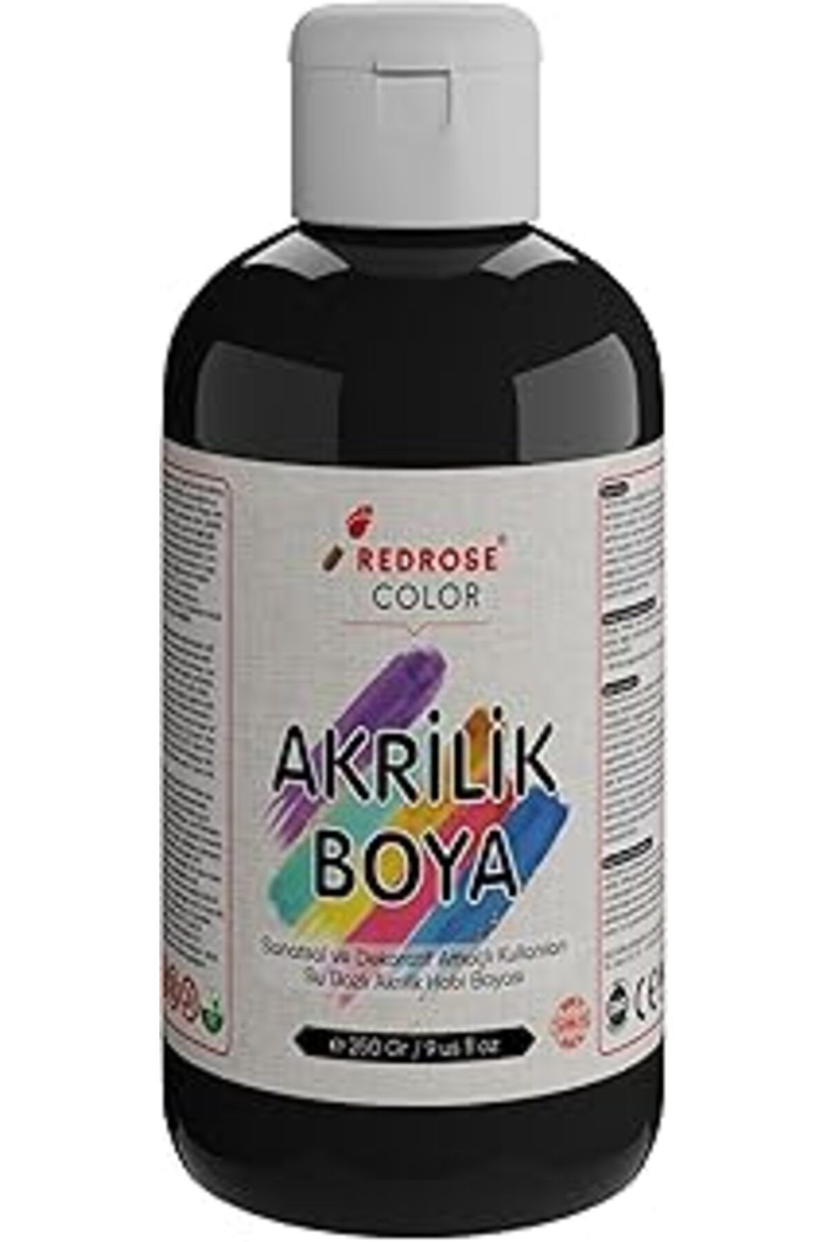 Qedii Red Rose Siyah Akrilik Boya 250 Gr