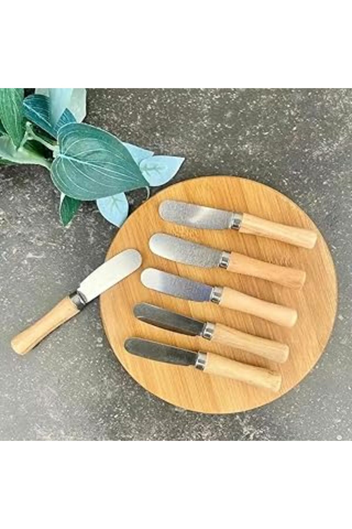 ASİTAN Promosyonca Bambu Saplı Kahvaltı Bıçağı Seti, 6 Parça