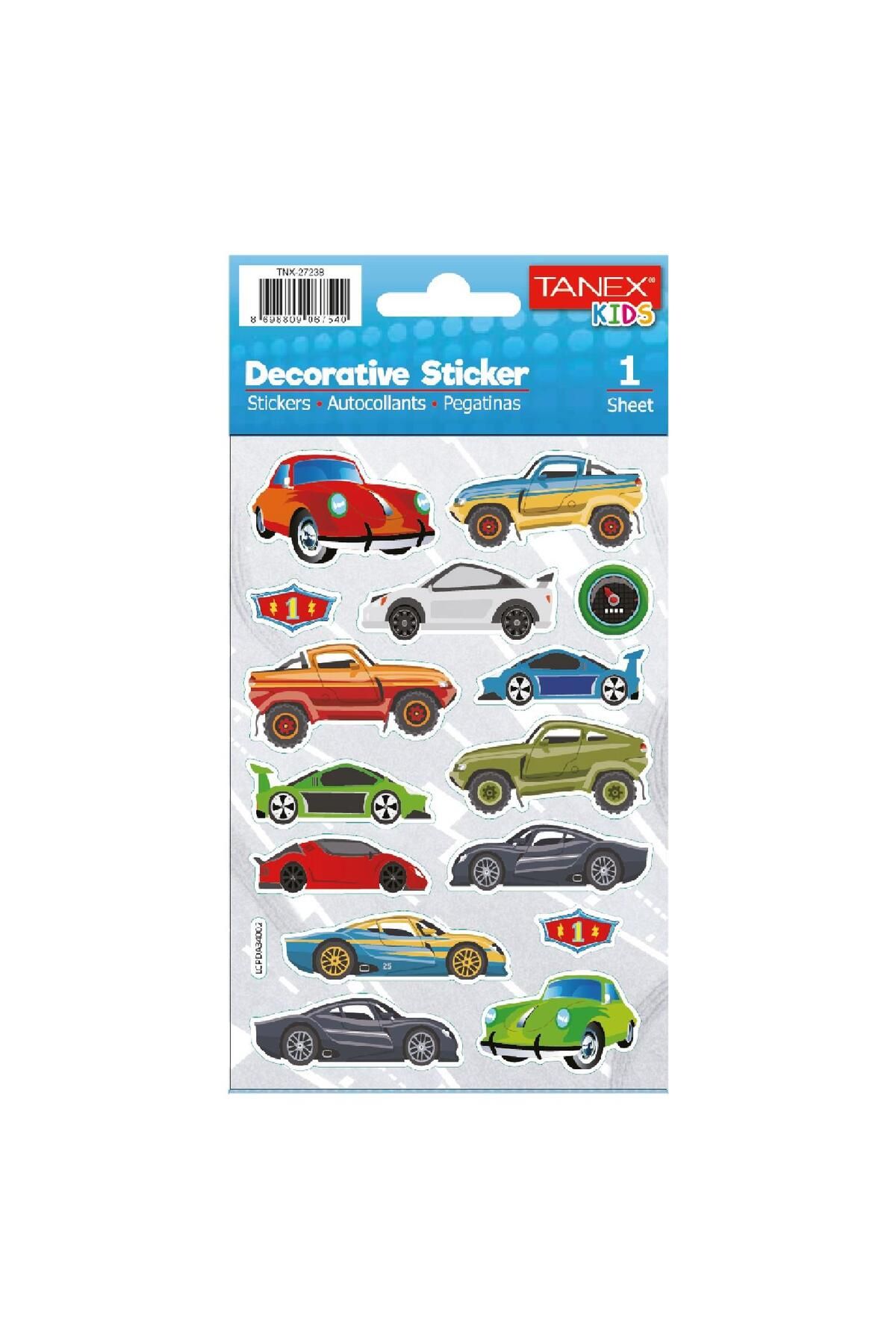 Tanex Kids Sticker Puffy Yarış Arabaları Serisi (27238)