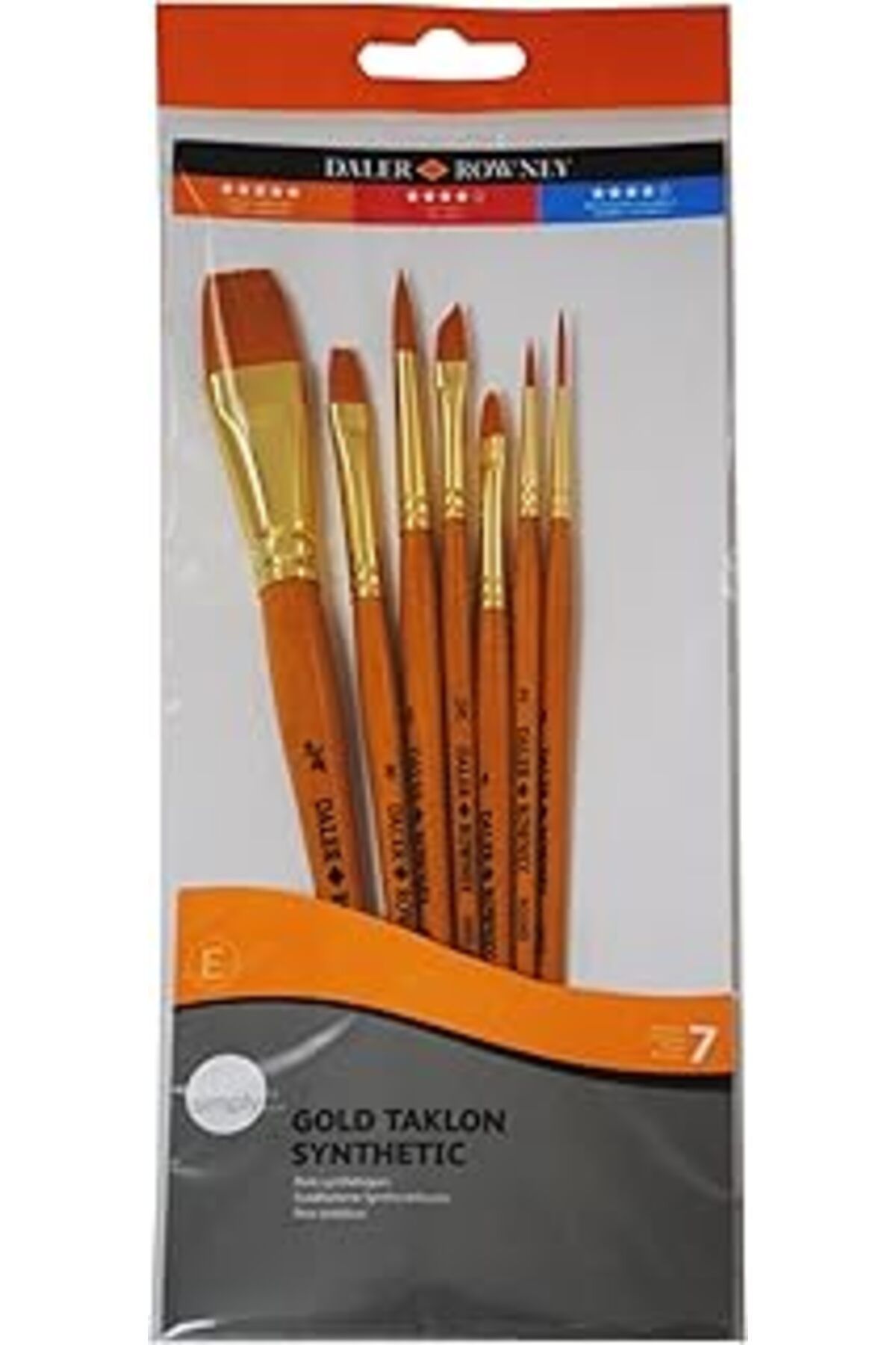 Mu Art Ahşap Daler Rowney Taklon Fırça Seti Kısa Sap 7'Li (216920700)