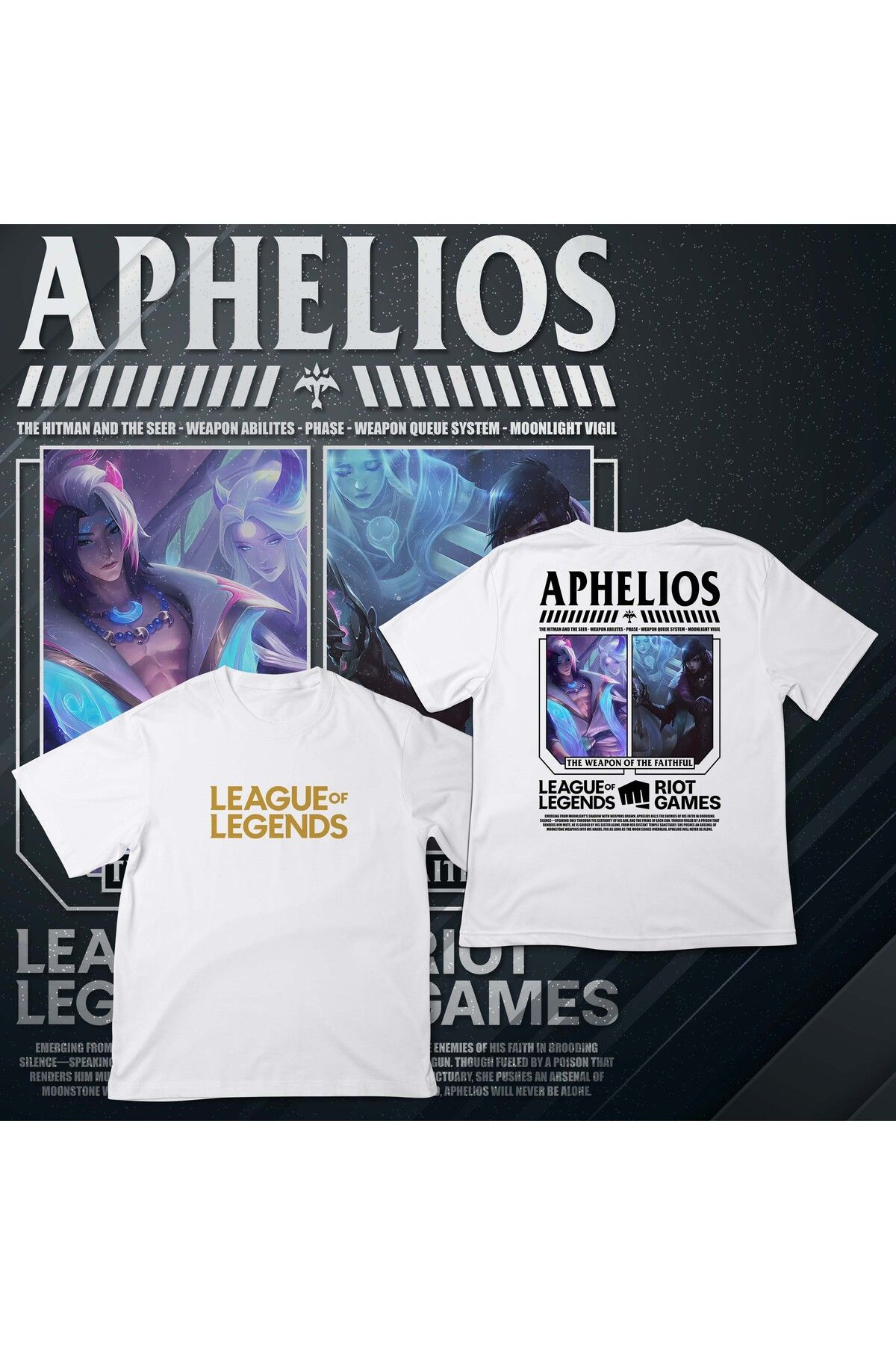 EZ Design League of Legends - APHELIOS - Baskılı Oversize T-shirt