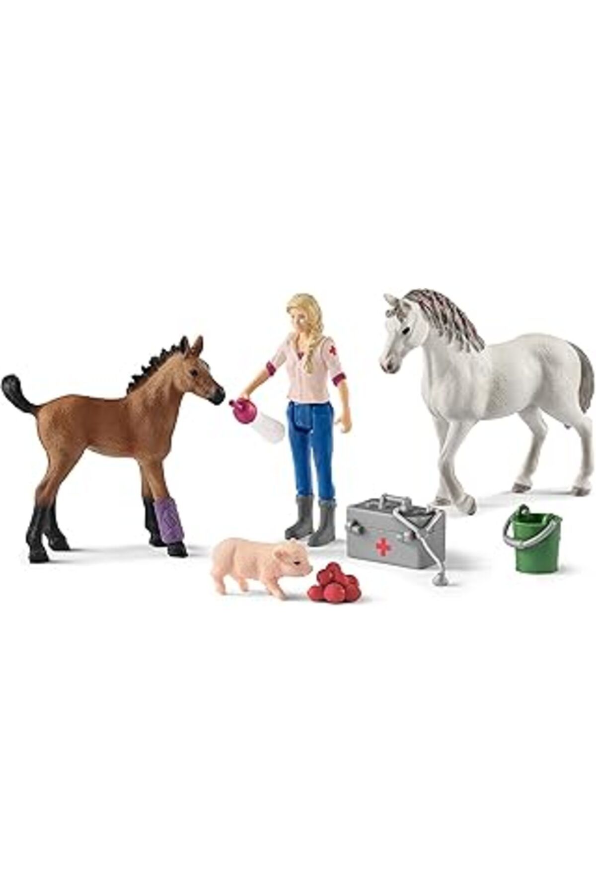 Pazarcan Schleich 42486 Veteriner Kısrak Tay Oyuncak Figürü, Çok Renkli