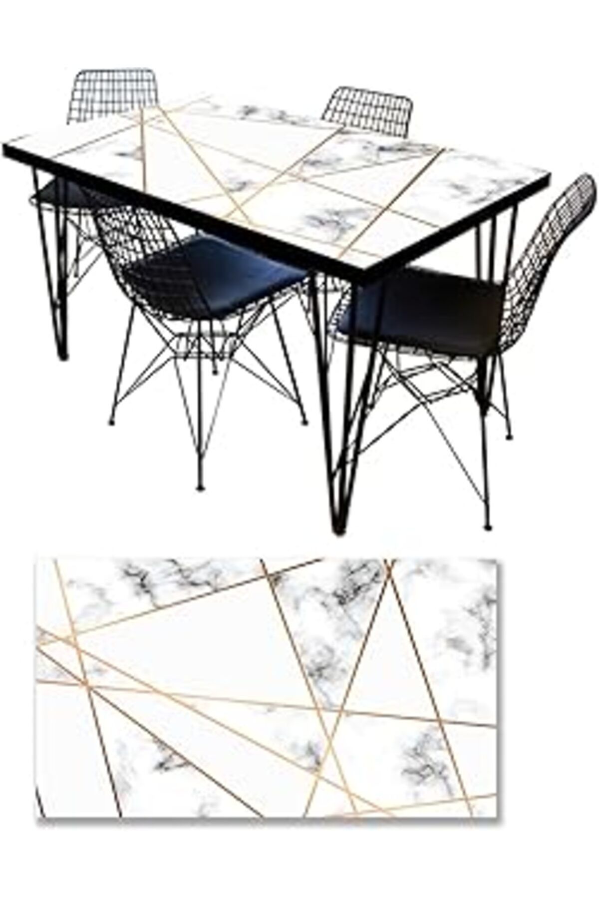 Mu Art Ahşap Masa Kaplama Folyosu Mobilya Masa Kaplama Folyoları Geometrik Mermer