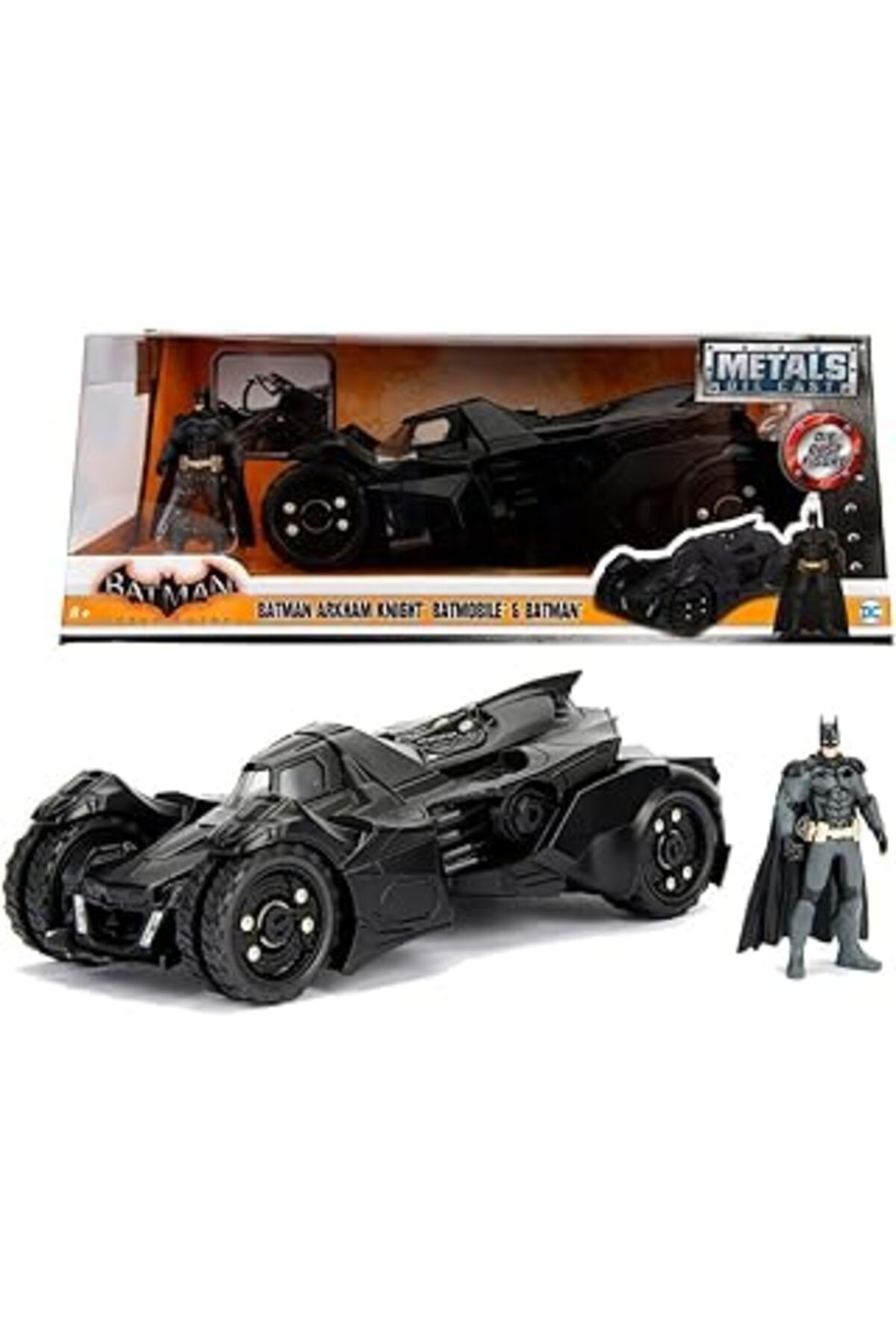 Mu Art Ahşap Jada, 253215004, Batman Arkham Knight Batmobile Ve Figür, Die-Cast (Metal), Serbest Tekerlek, Açıla