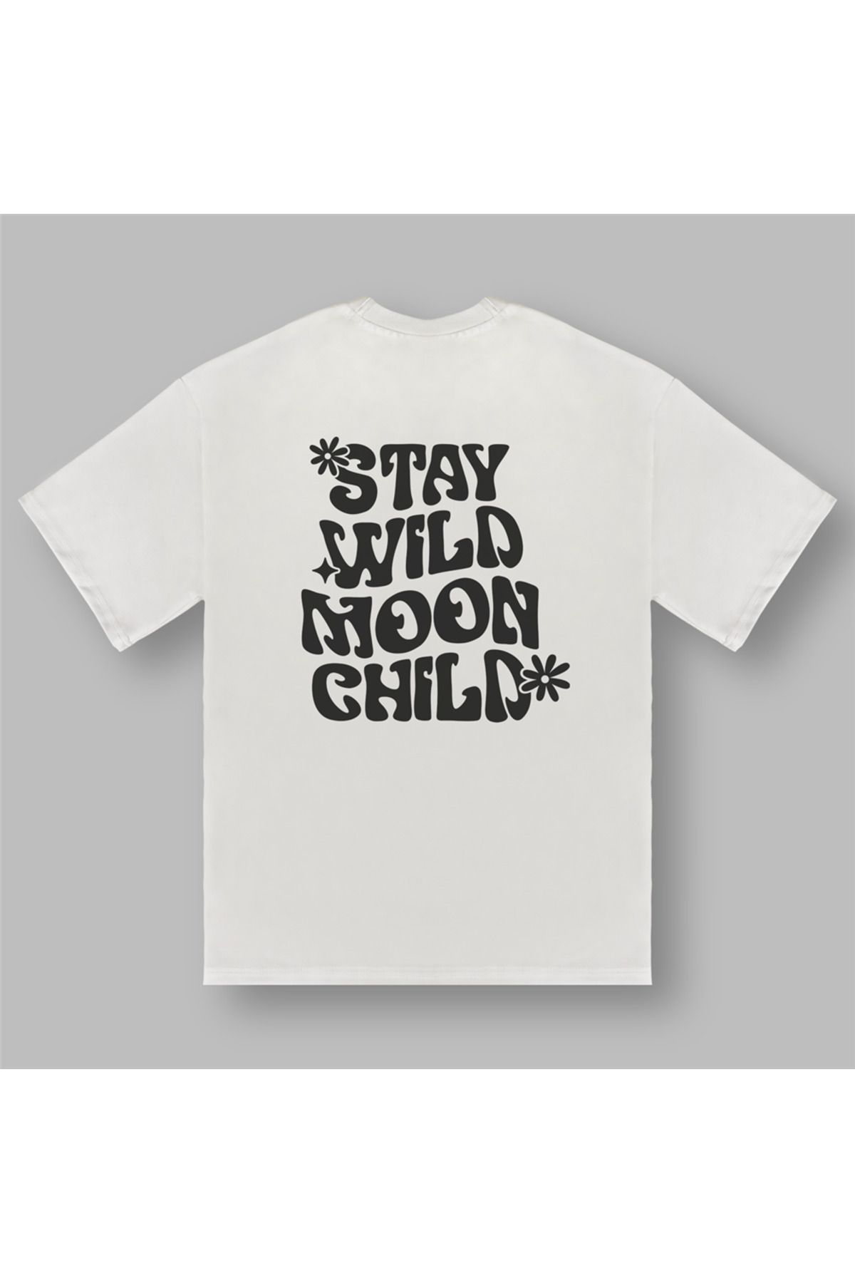 BOYANOVA Stay Wild Moon Child Kadın Oversize Ekru Tişört
