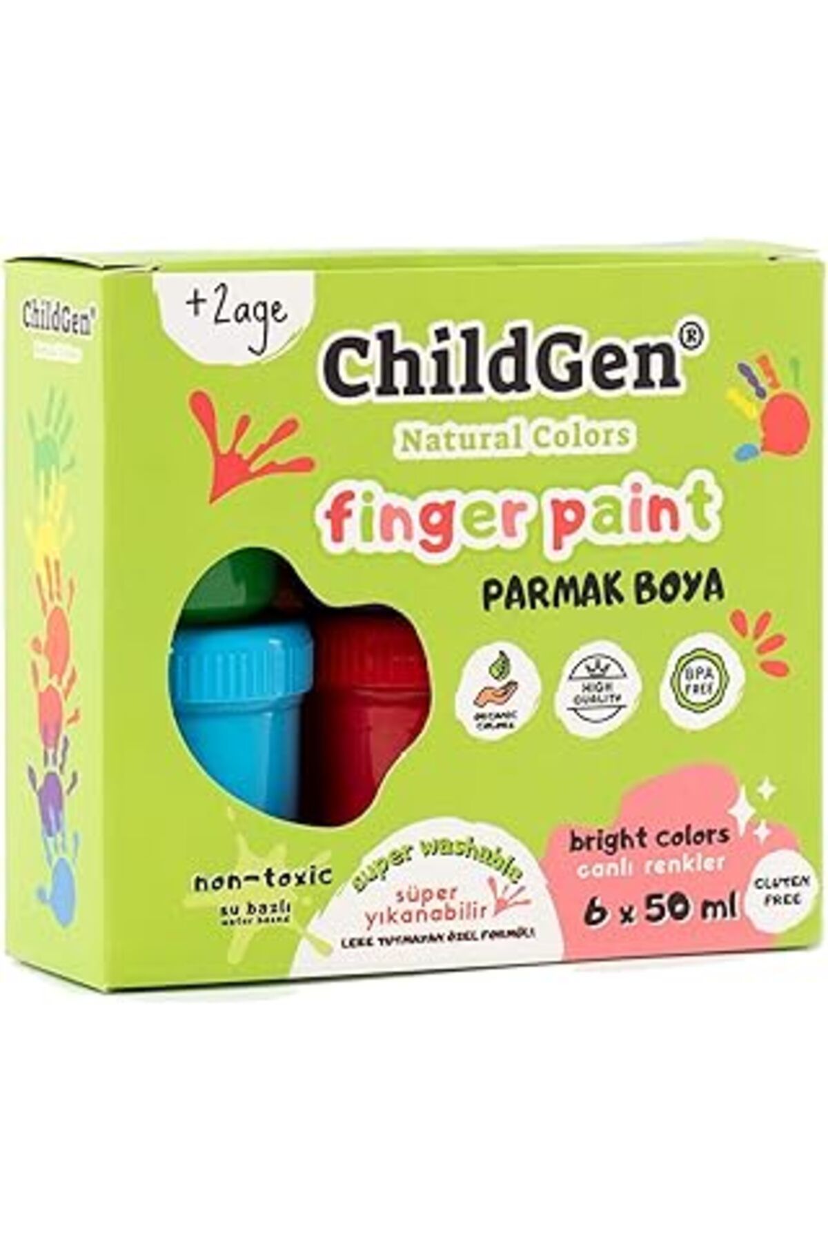 Qedii Childgen Süper Yıkanabilir 6'Lı Parmak Boya Seti (6X50Gr)